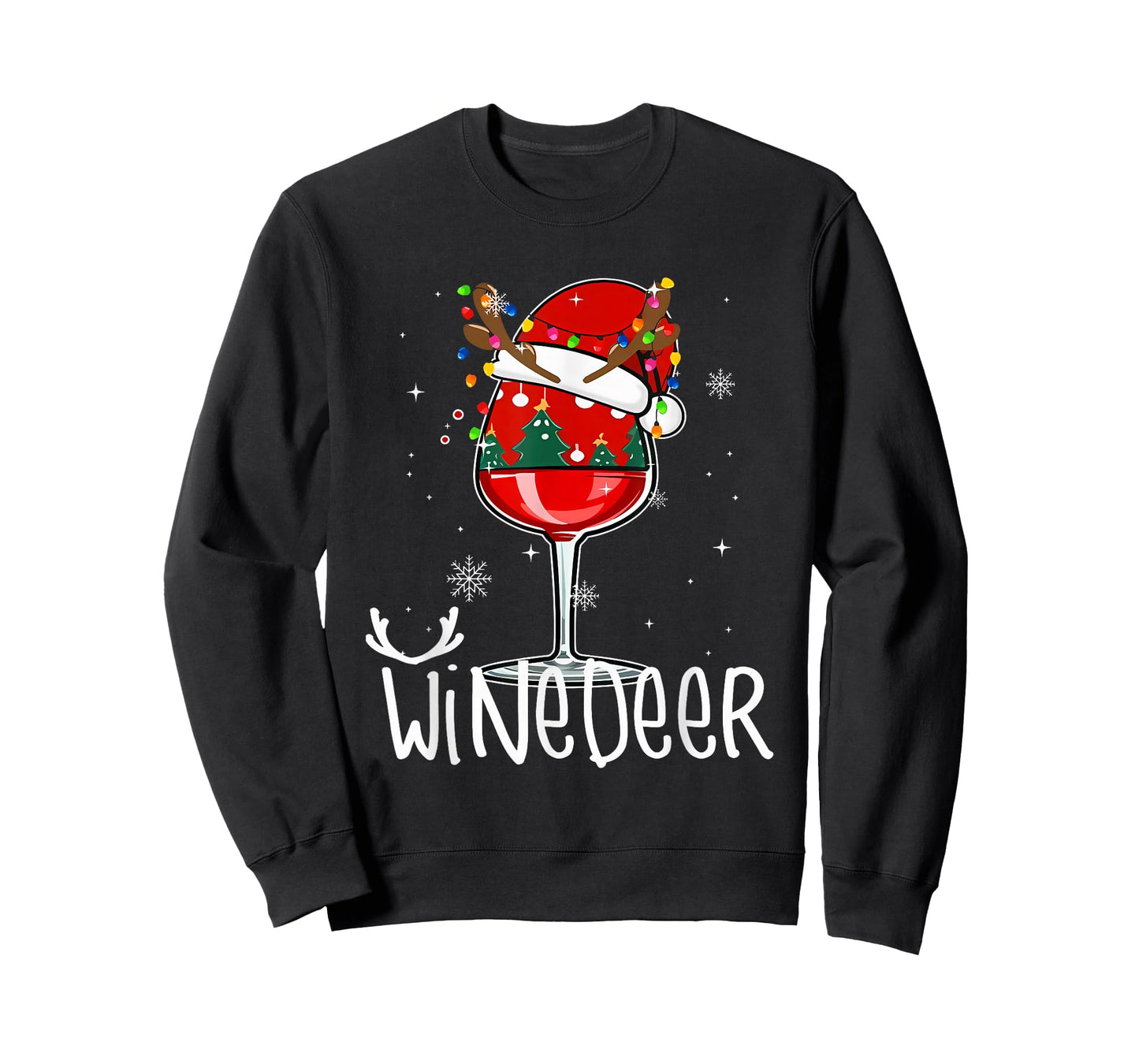 Winedeer Reinbeer Santa Hat Reindeer Couple Xmas Matching T-Shirt