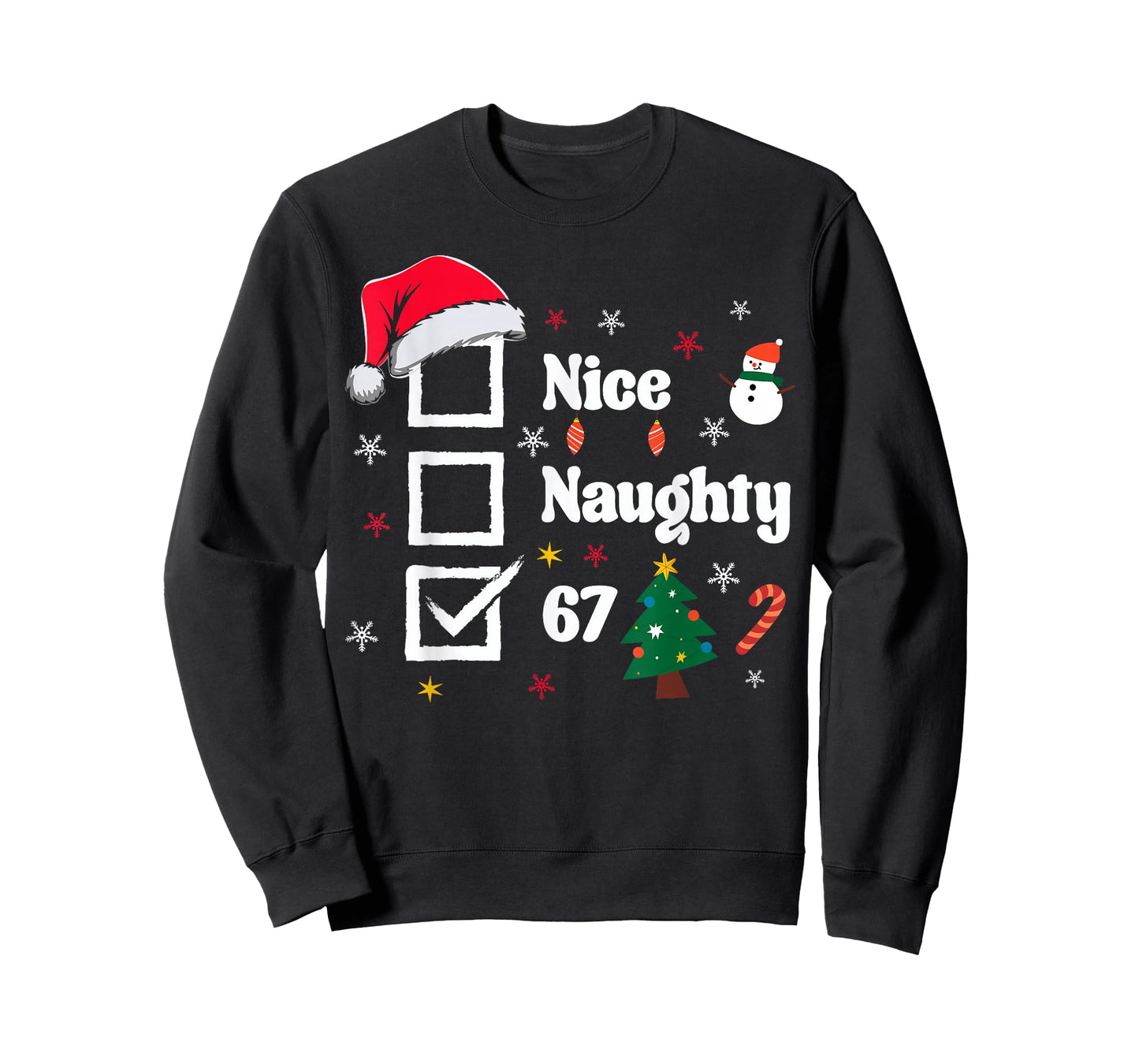 Nice Naughty 67 Meme Six Seven for Kids Women Men Christmas T-Shirt