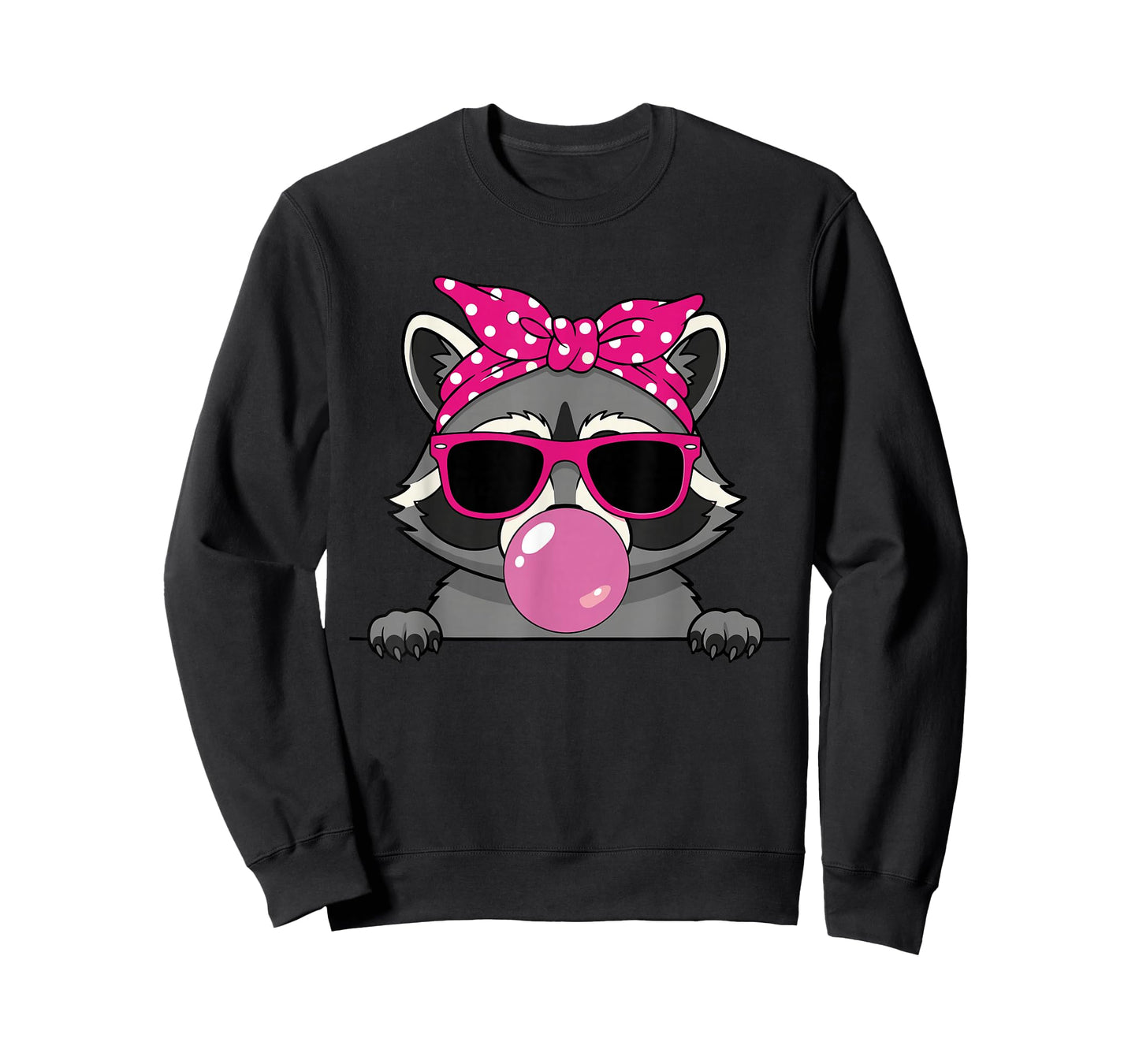 Raccoon Kawaii Girl Pink Bandana Funny Raccoon Bubblegum T-Shirt