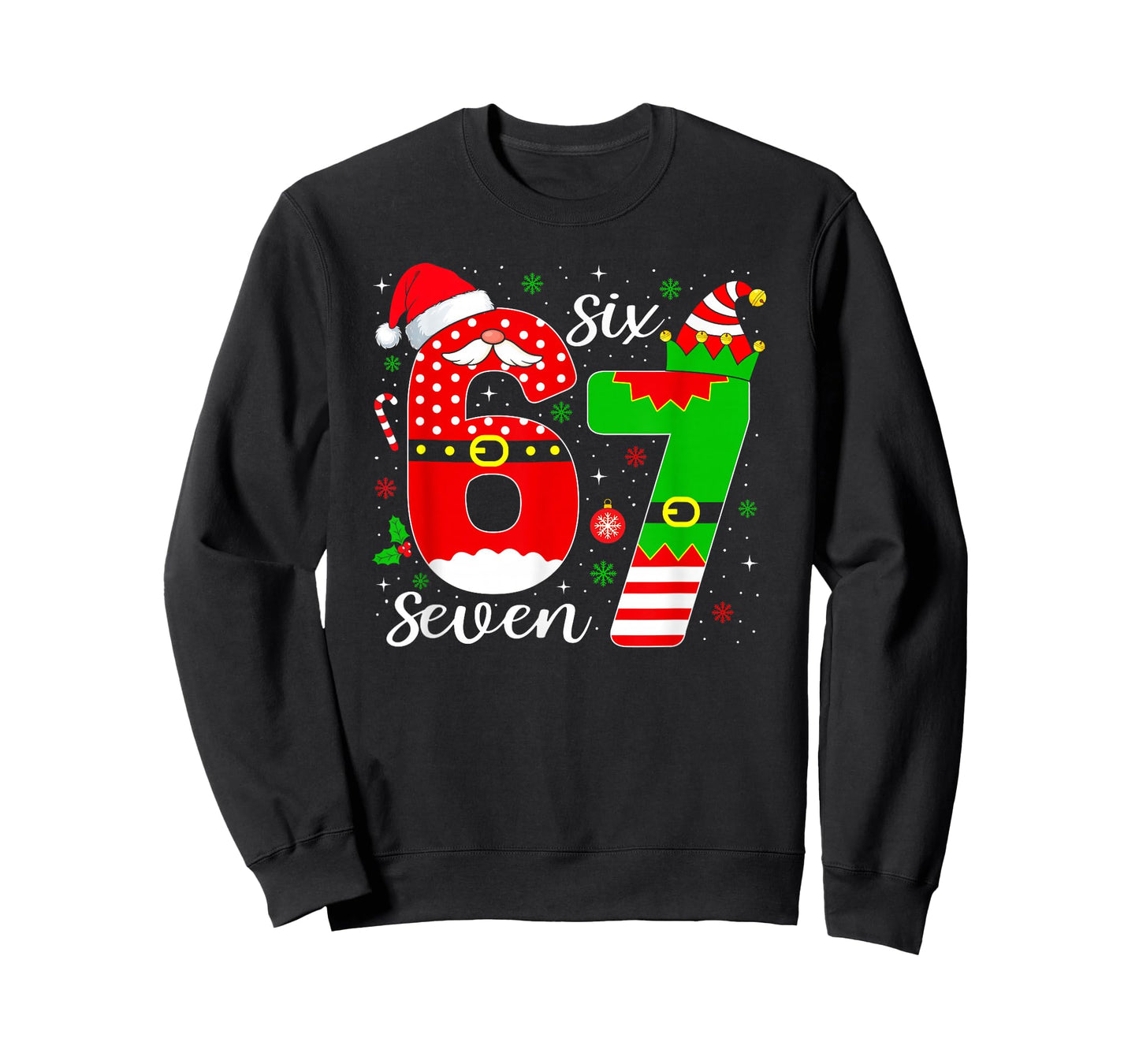 Number 67 Matching Six Seven 6 7 Meme 6-7 Christmas Pajamas T-Shirt