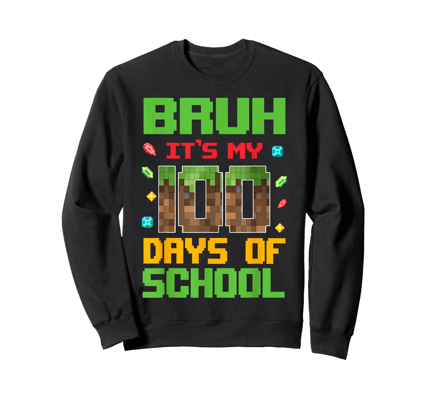Bruh It's My 100 Days of School Pixel Video Game Student Boy T-Shirt