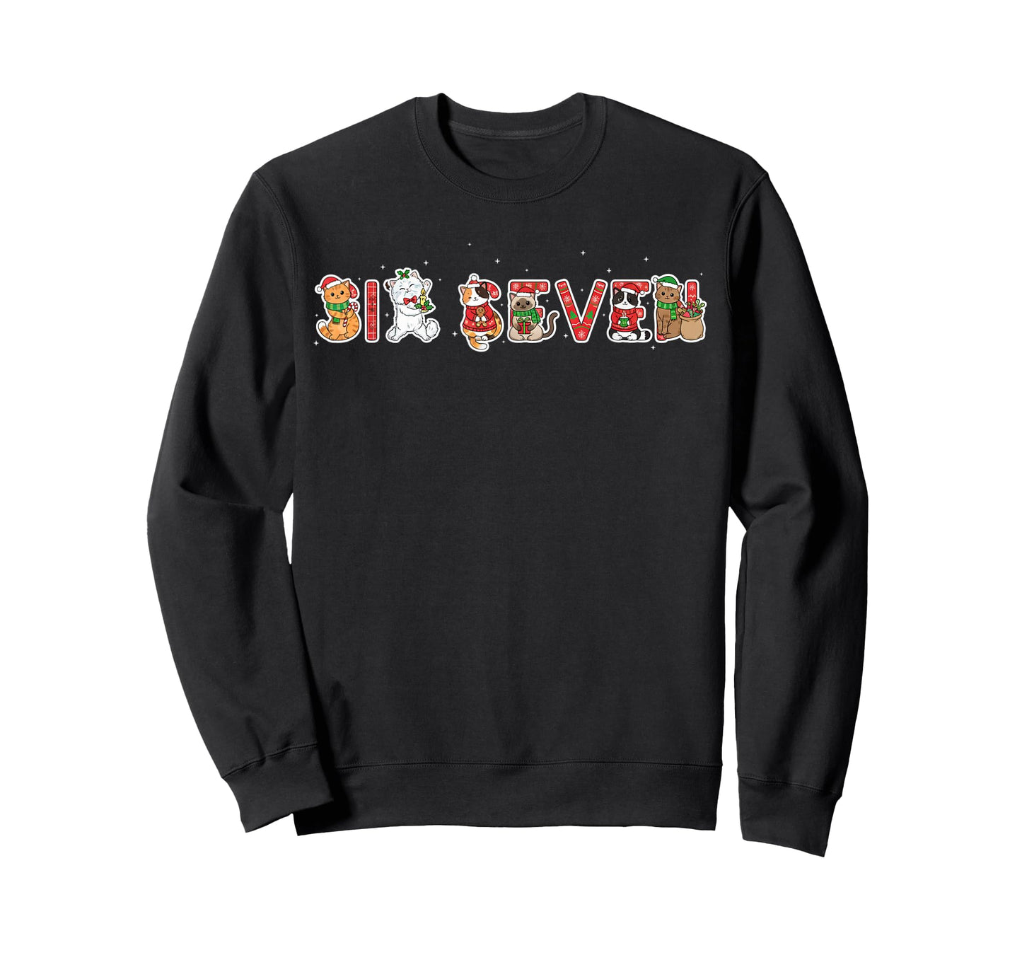 Six Seven Funny Christmas Cats Ugly Sweater 67 Meme T-Shirt