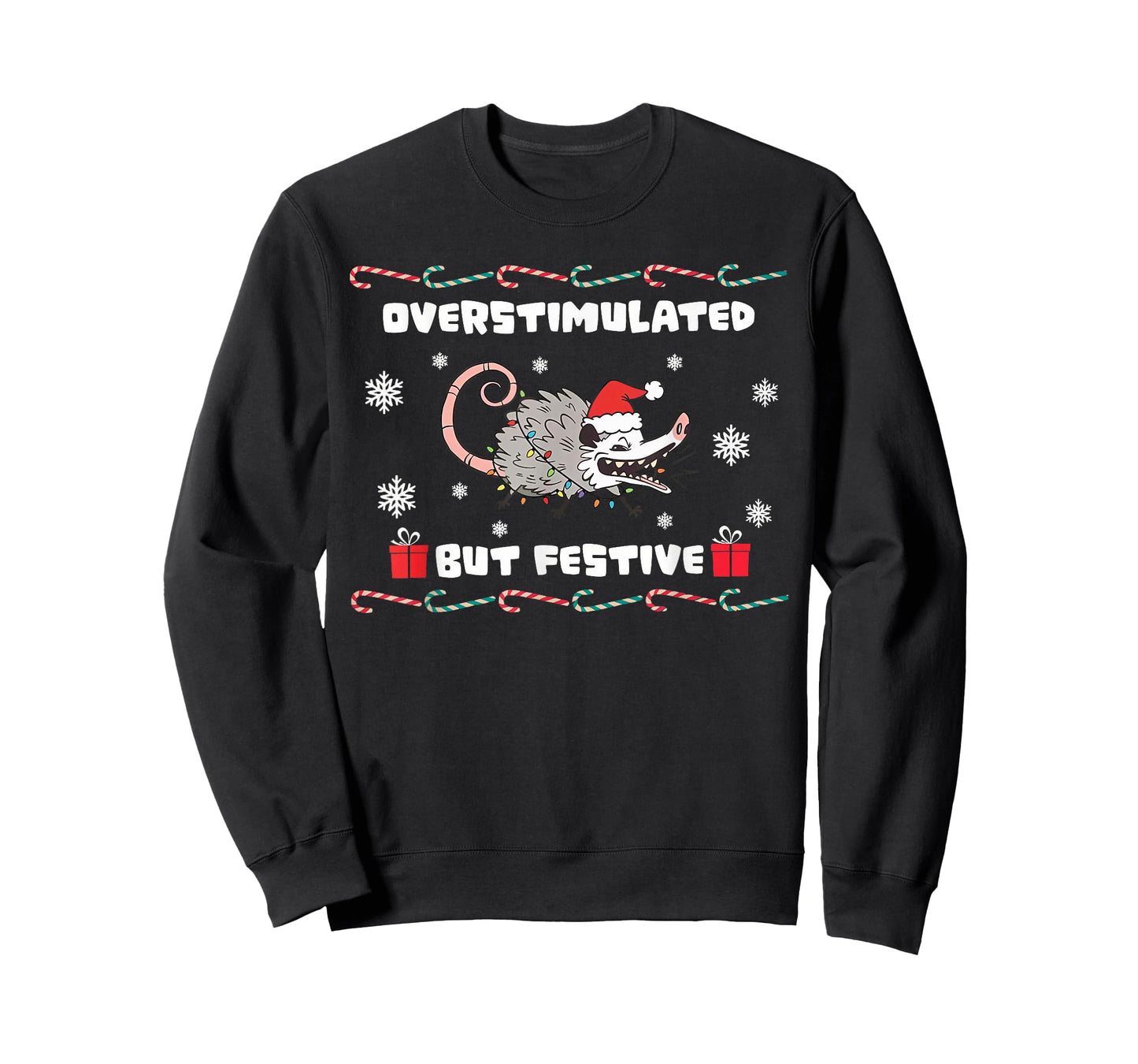 Overstimulated But Festive Mouse Santa Claus Christmas T-Shirt