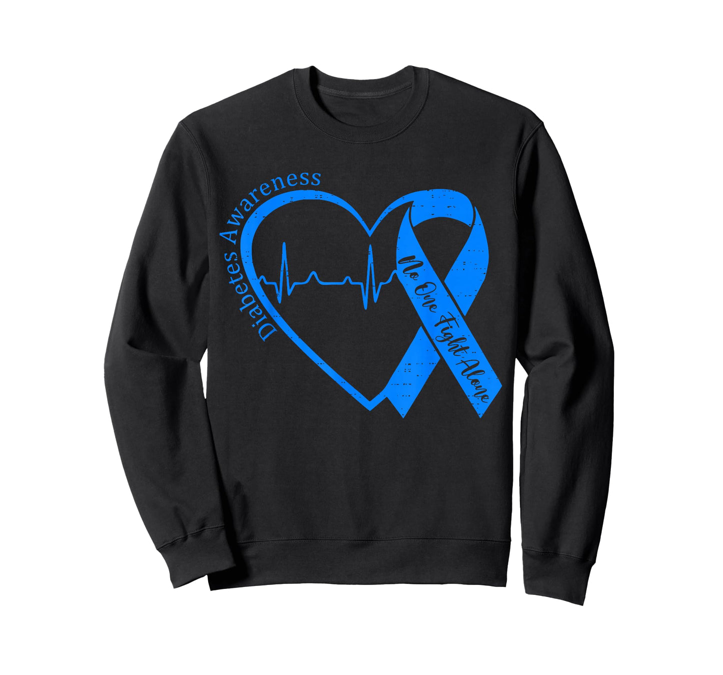 Support Type 1 Diabetes Awareness T1D Heart Ribbon Blue T-Shirt