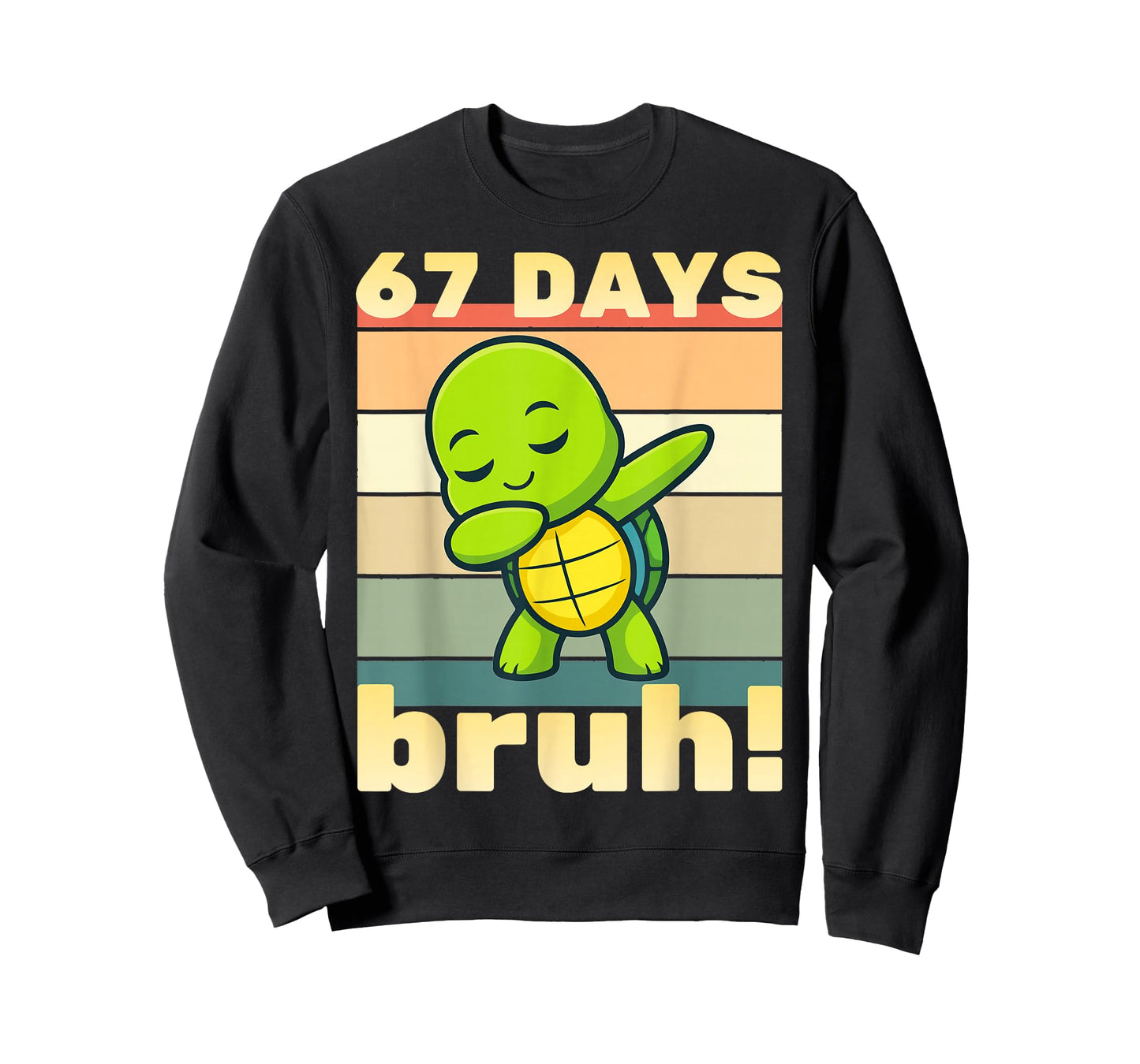 67 Days of School Bruh Funny Meme Boys Kids Dabbing Turtle T-Shirt