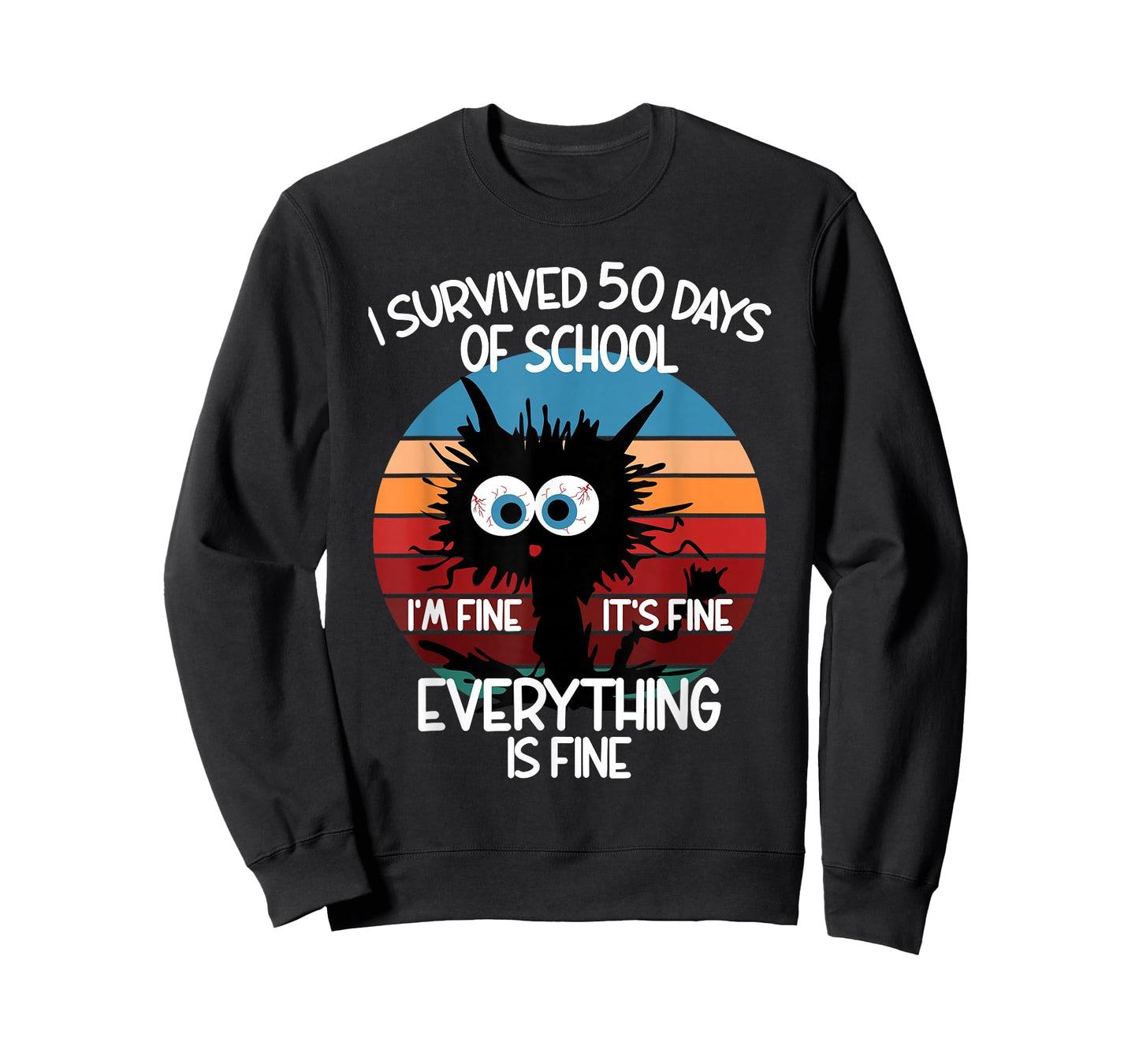 50th Day School Cat I Survived 50 Days of School T-Shirt