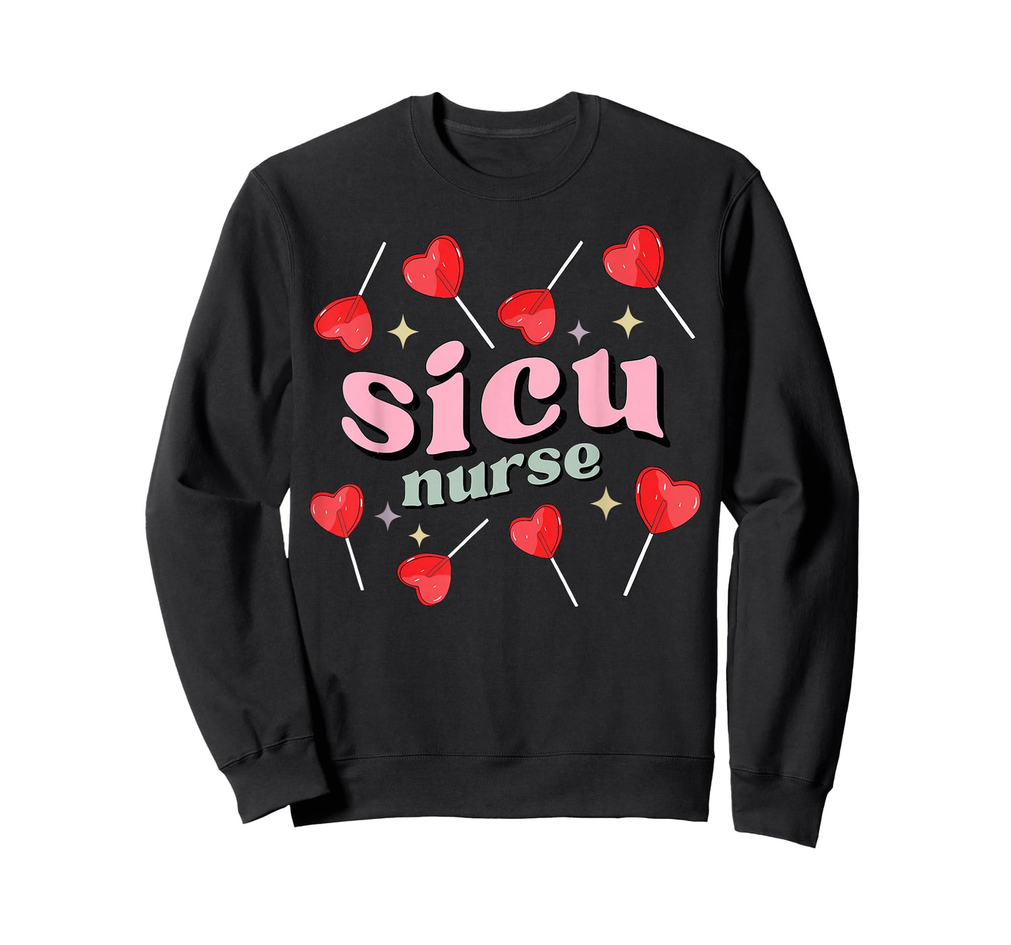 Retro SICU Nurse Lollipops Valentines Day Surgical ICU Nurse T-Shirt