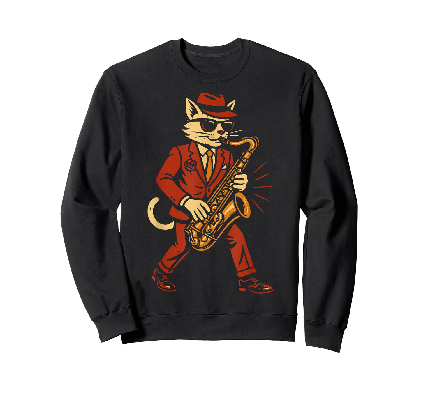 Cool Jazz Cat Saxophonist Cat Jazz Lover Funny Cat Musician T-Shirt