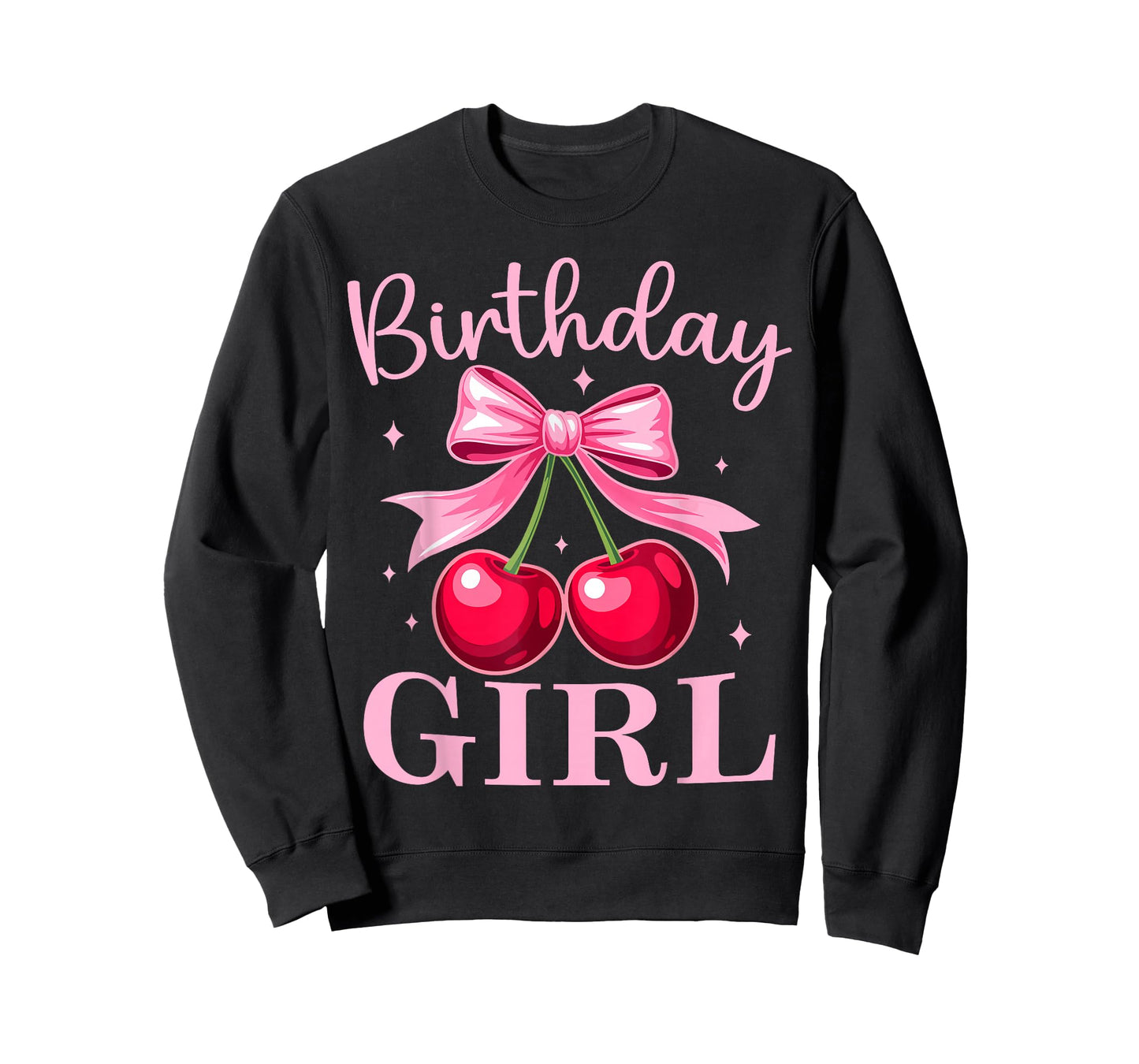 Birthday Girl Coquette Bow Cherry Birthday Girls Women T-Shirt