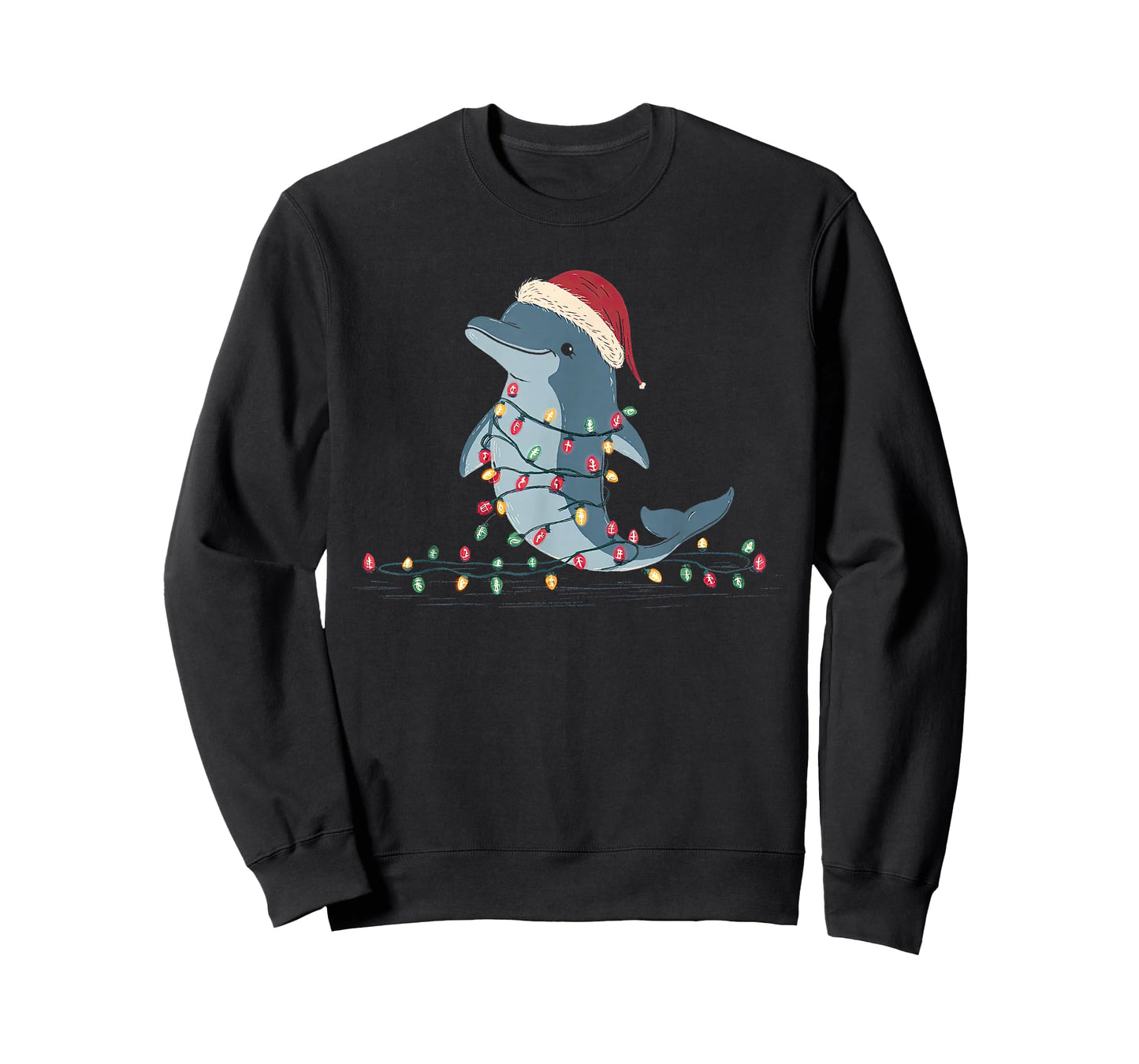 Funny Dolphin Christmas Graphics Animal Lights Lover T-Shirt