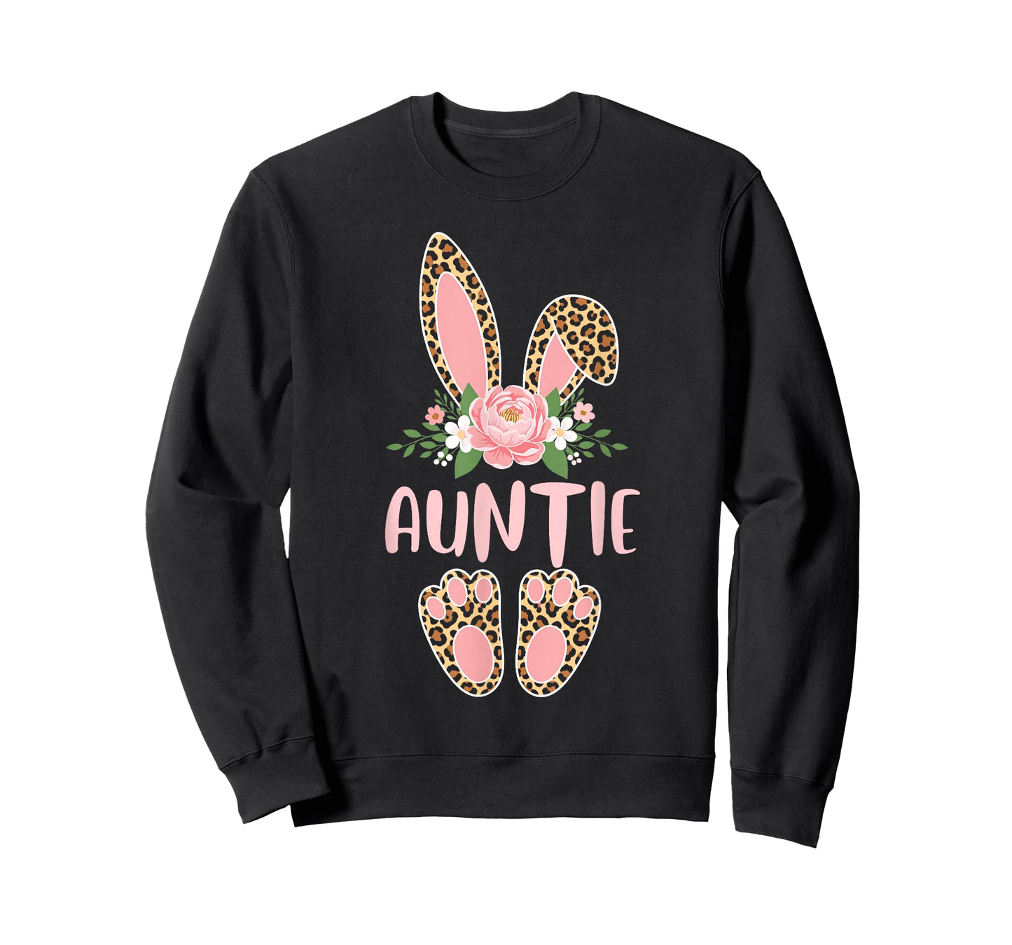 Floral Leopard Auntie Bunny Happy Easter Mother's Day T-Shirt