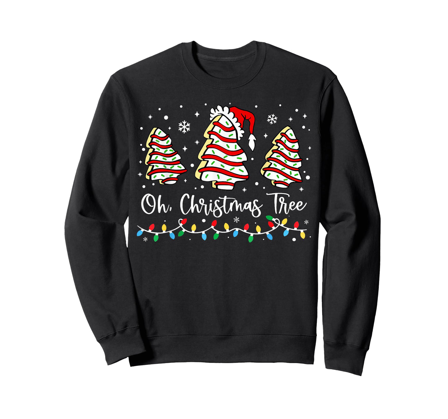 Funny Christmas Tree Snack Cake Light Santa Hat Xmas T-Shirt