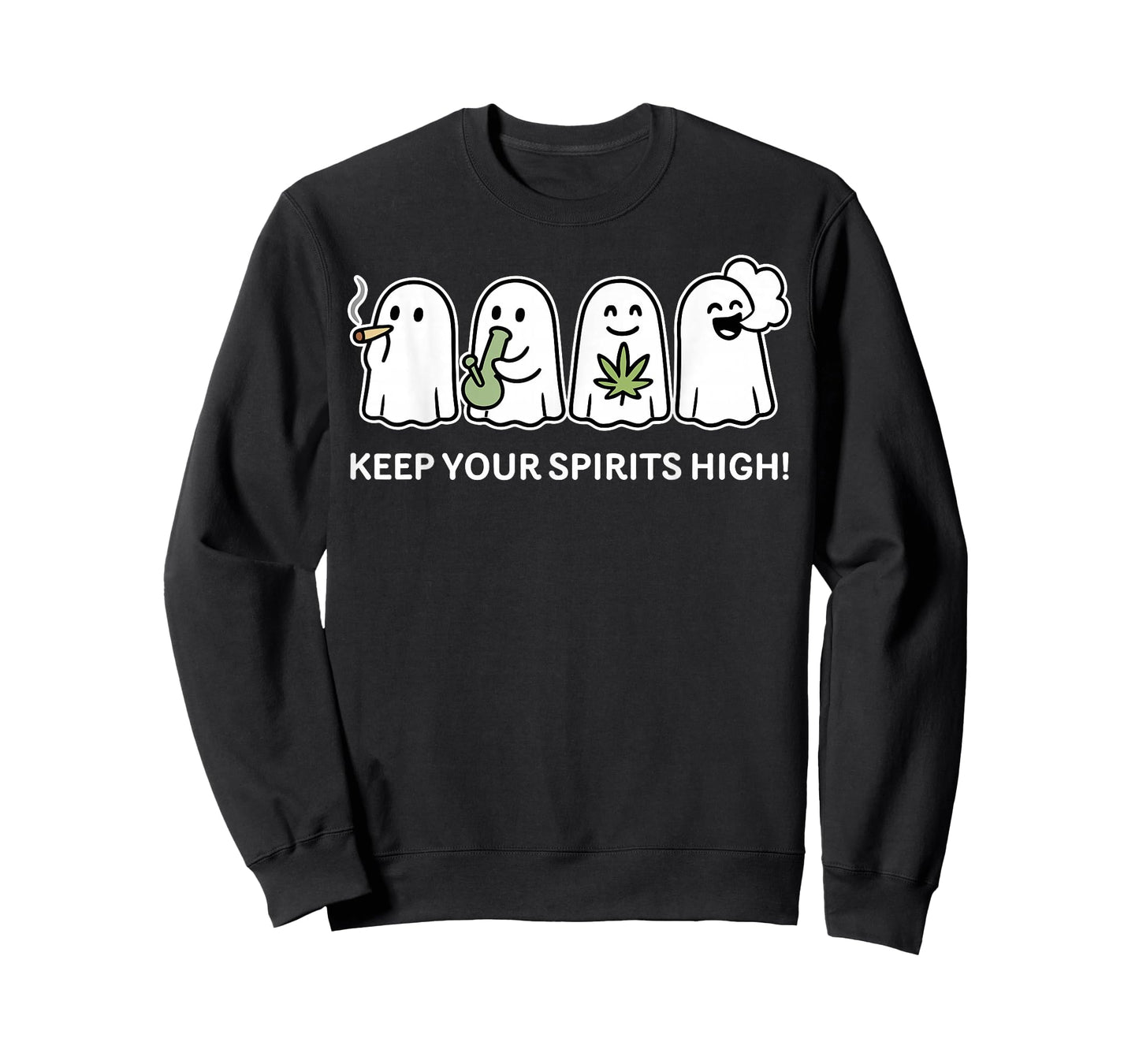 Keep Your Spirits High Ghost Smoking Weed Cannabis Halloween T-Shirt