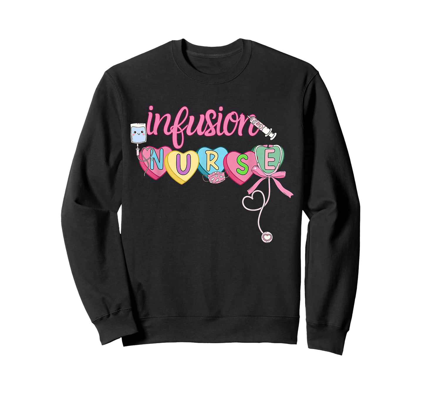 Heart Candy Bow Infusion Nurse Valentine IV Therapy Oncology T-Shirt