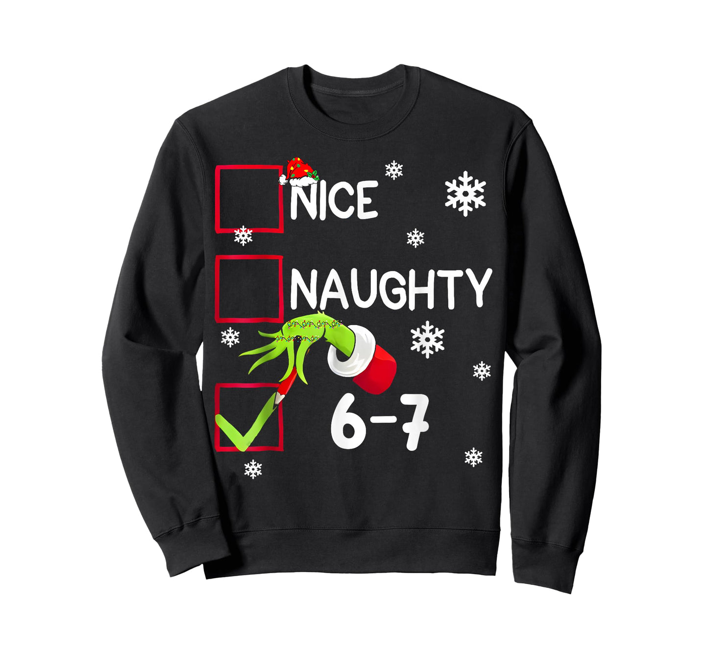 Funny Nice Naughty 6 7 Christmas 67 Meme Xmas Boys Girls T-Shirt