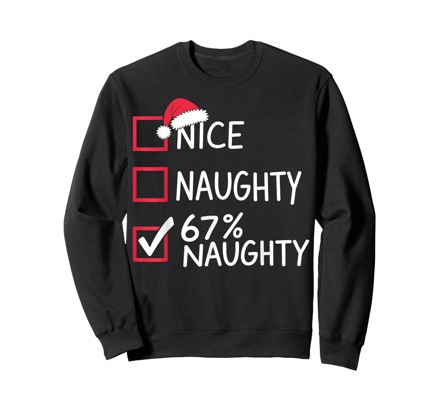 Nice Naughty 67% Naughty Meme Funny Christmas Six Seven Xmas T-Shirt
