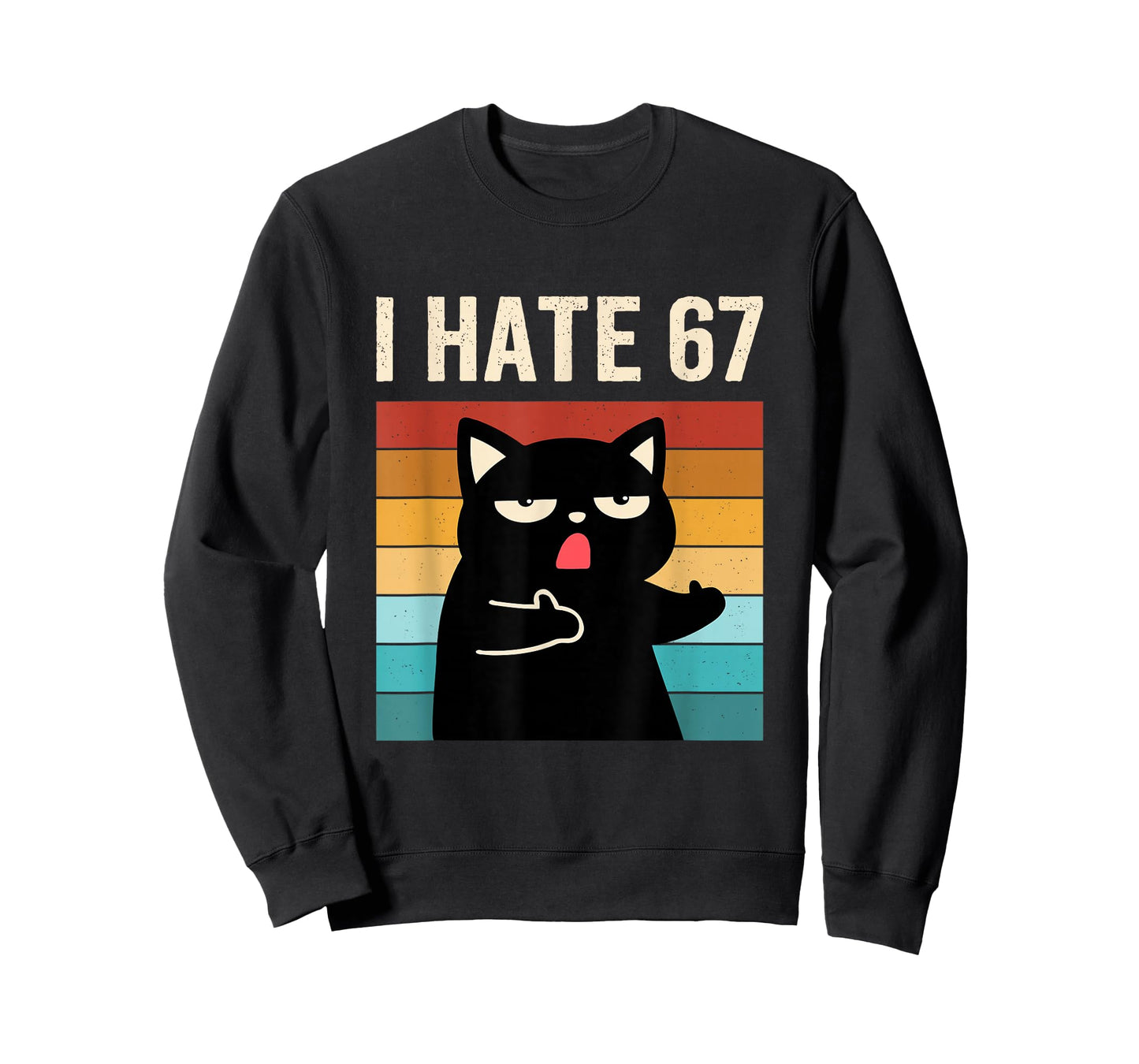 I Hate 67 Meme with Cat Anti 6 7 Tee Funny Six Seven Slang T-Shirt