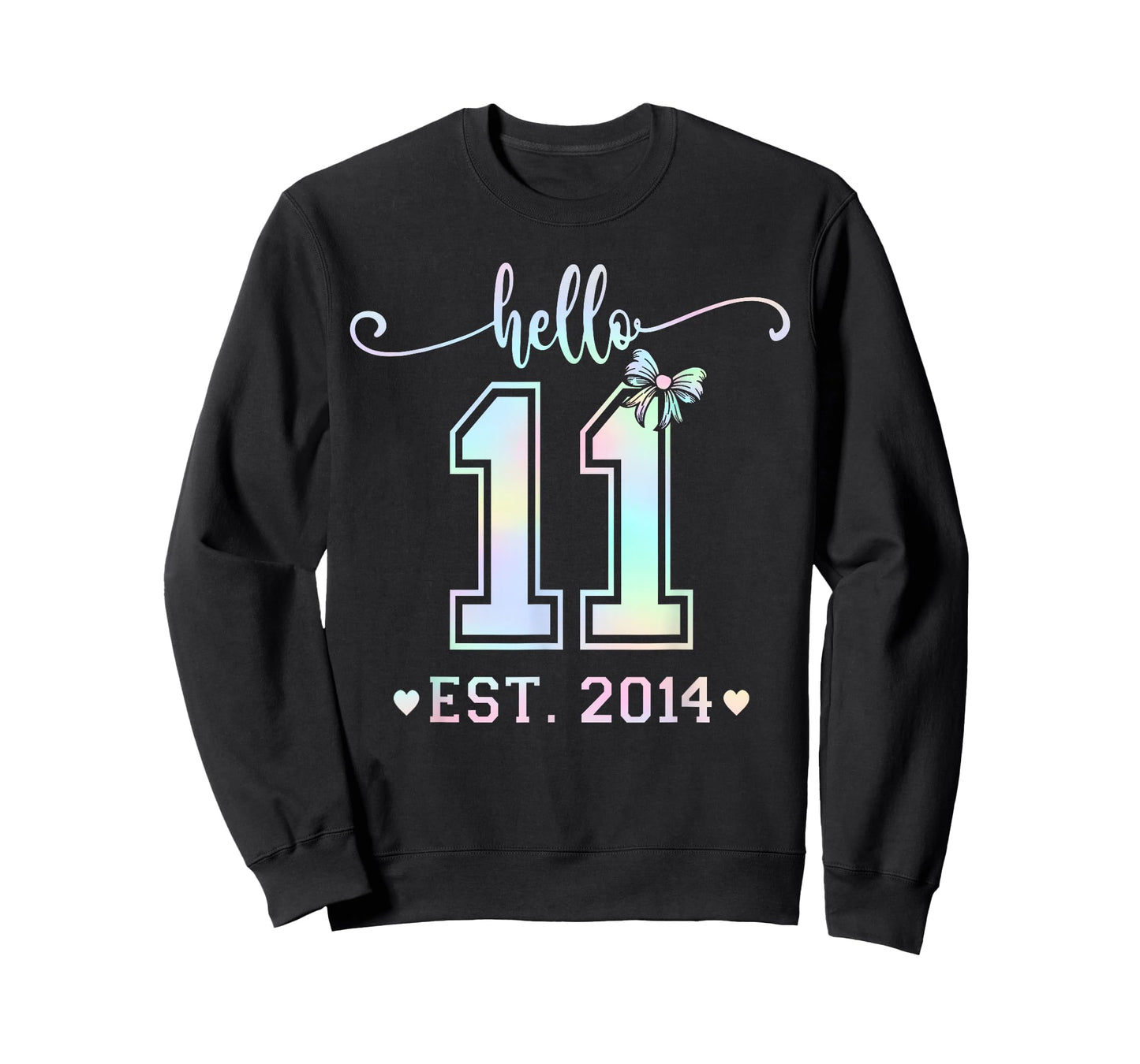 Hello Eleven Est 2014 Coquette Bow 11th Birthday Girl T-Shirt