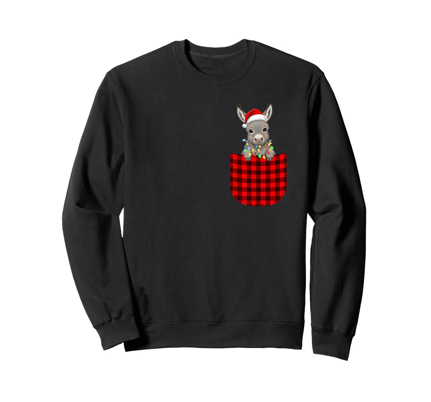Donkey Buffalo Red Plaid Pocket Christmas Funny Men Women T-Shirt
