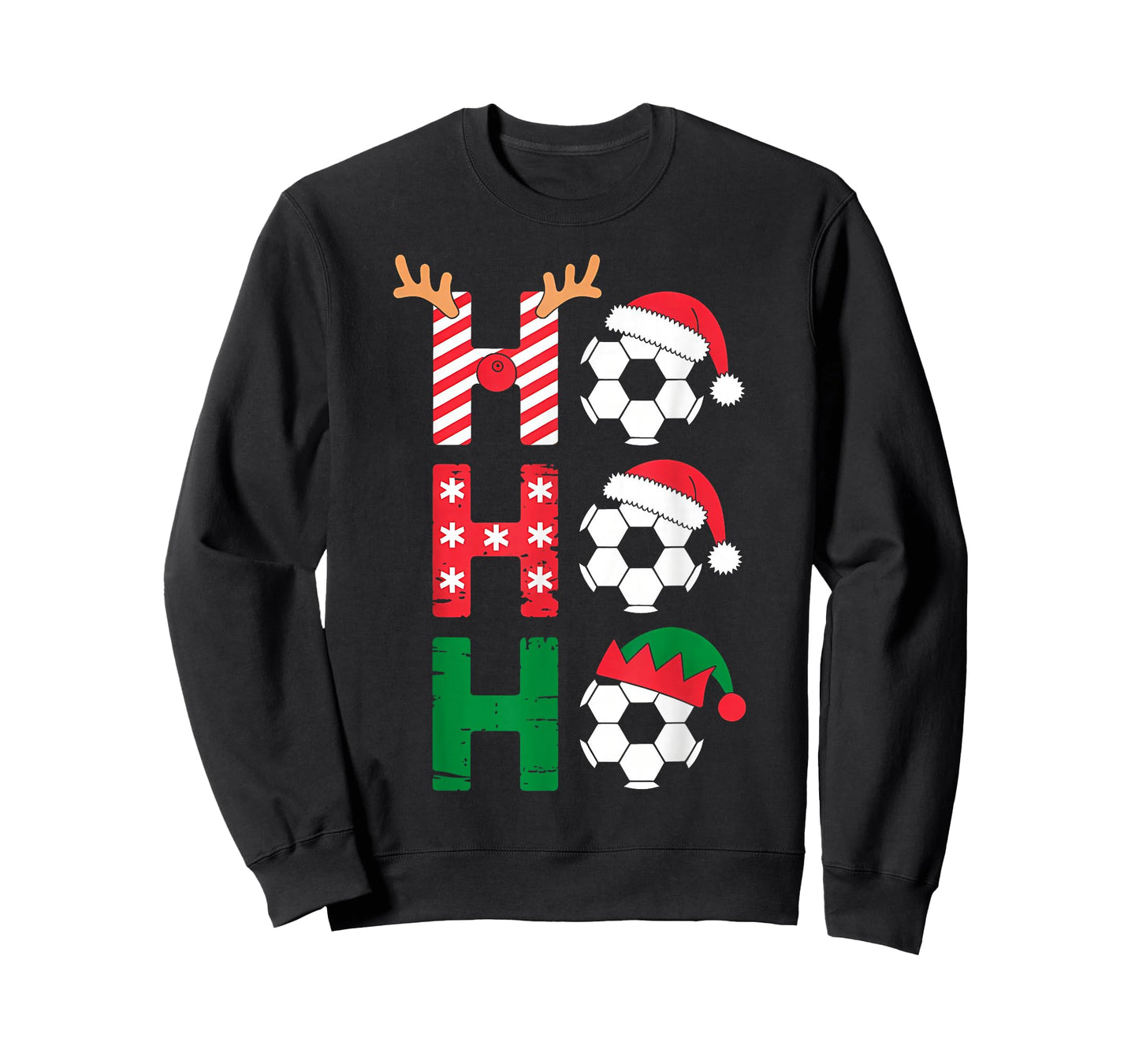 Funny Ho Ho Ho Soccer Christmas Santa Reindeer Elf Xmas Kids T-Shirt