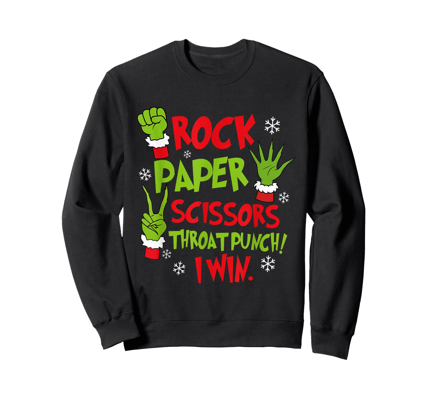Rock Paper Scissors Throat Punch I Win Funny Christmas T-Shirt