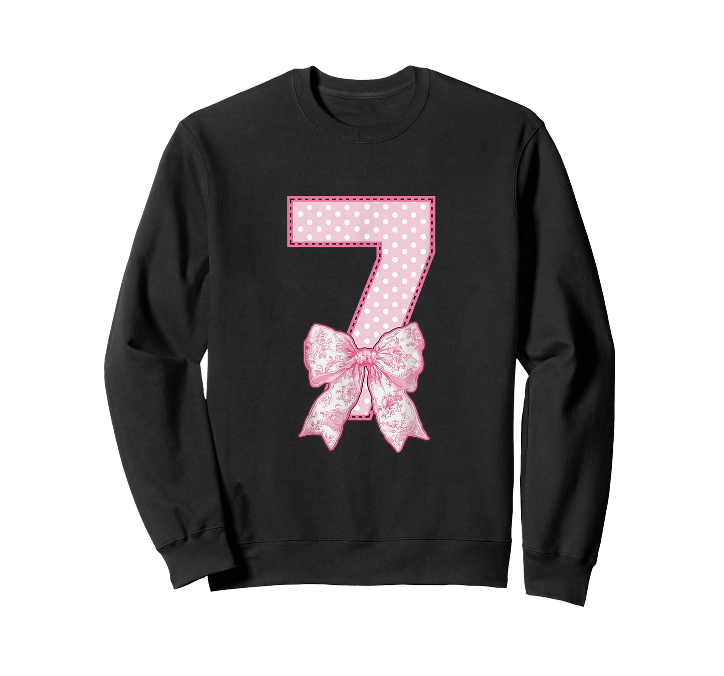 7th Birthday Shirt Girl Coquette Bow Kids Seven 7 Year Old T-Shirt
