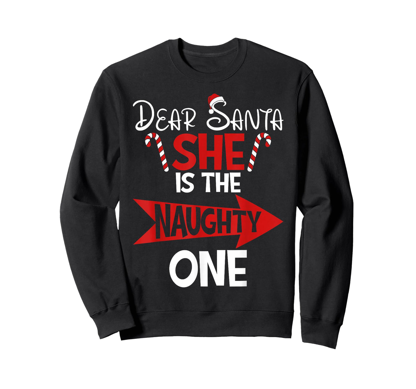 Dear Santa She is The Naughty One Funny Christmas Couples T-Shirt