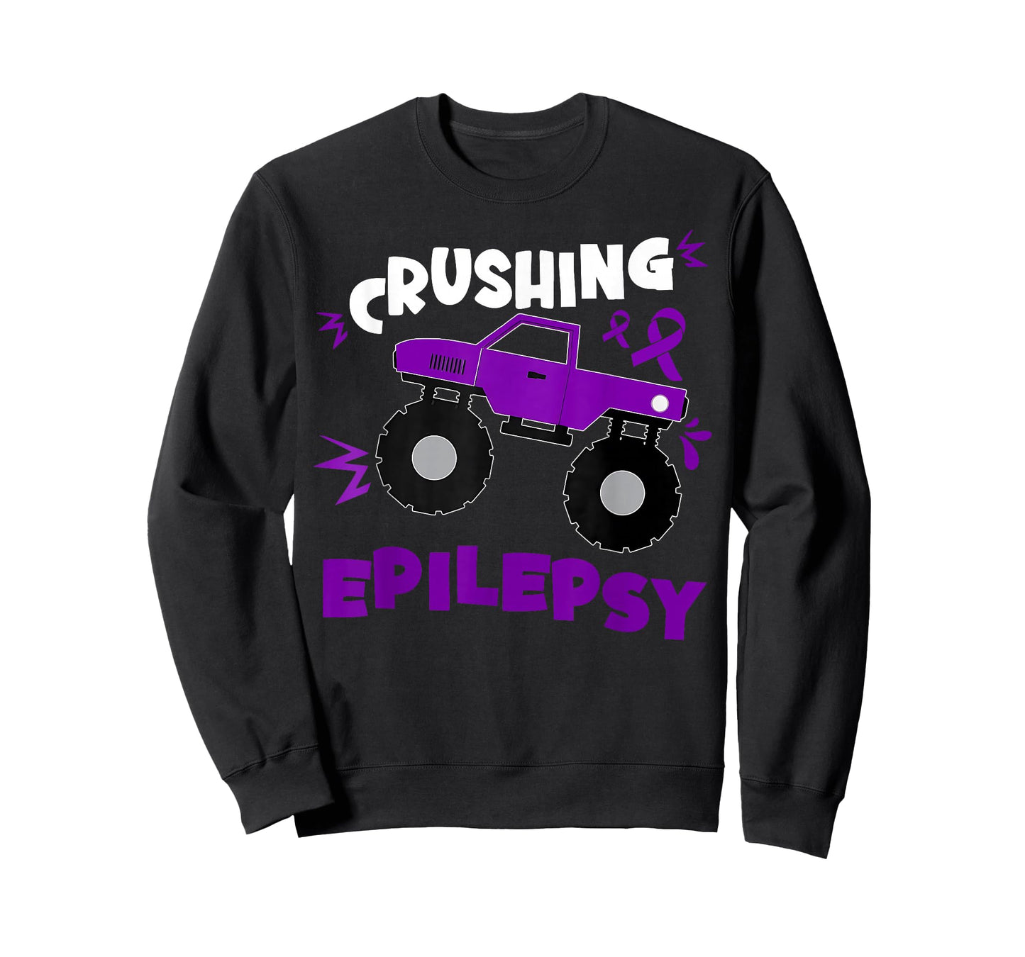Crushing Epilepsy Awareness Purple Ribbon Monster Truck T-Shirt
