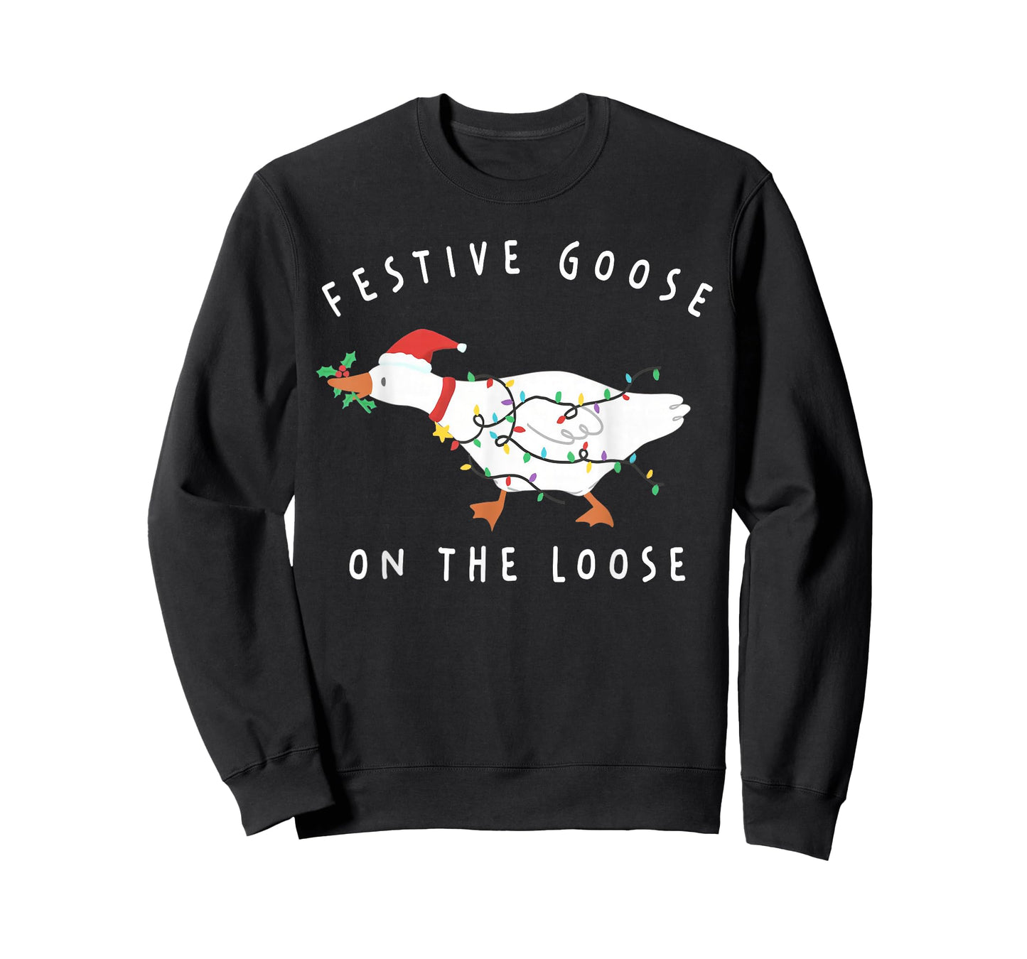 Festive Goose On The Loose Funny Silly Goose Retro Christmas T-Shirt