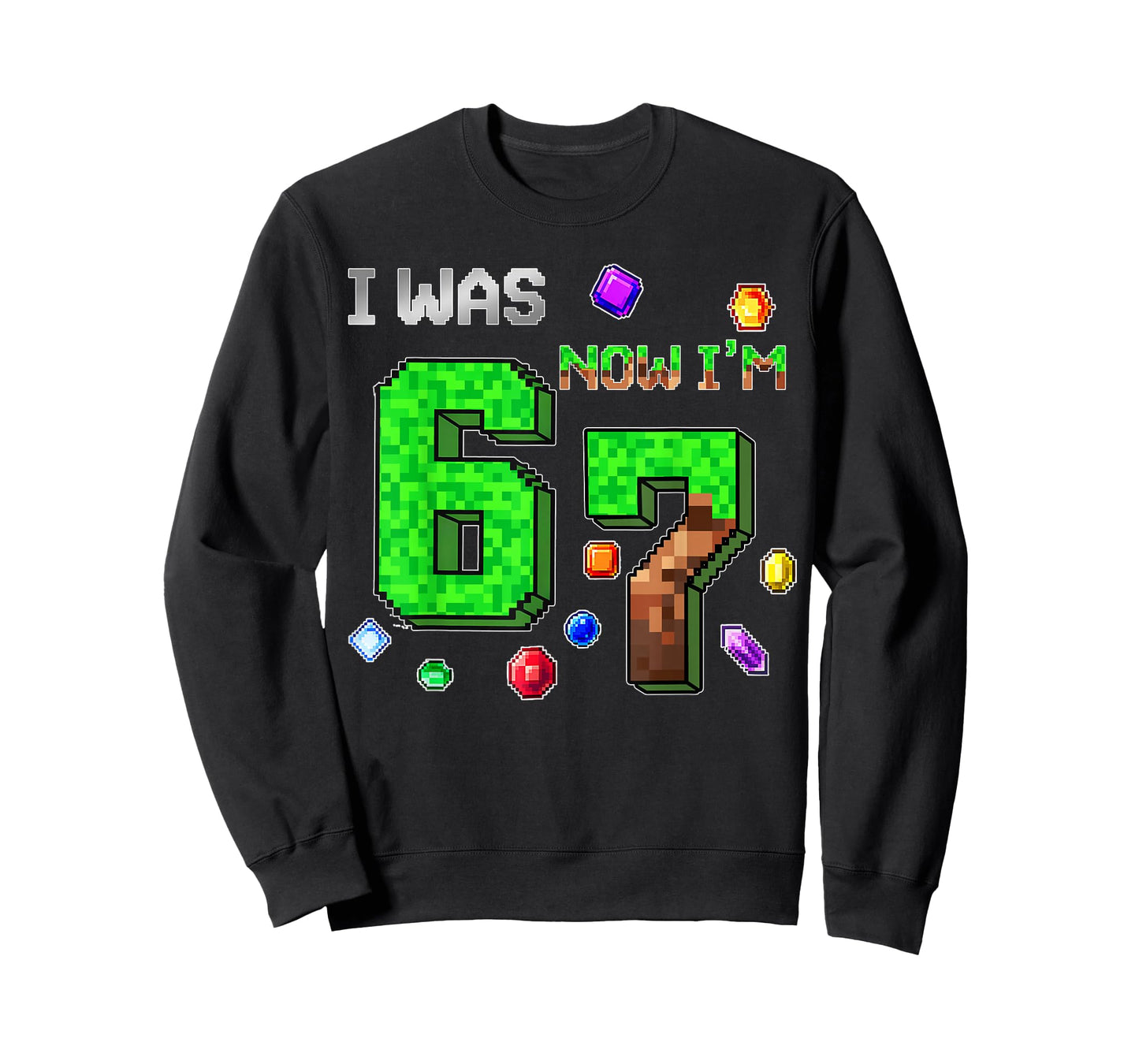 I was 6 Now I'm 7 Year Old 7th Birthday Boy Pixel Block T-Shirt