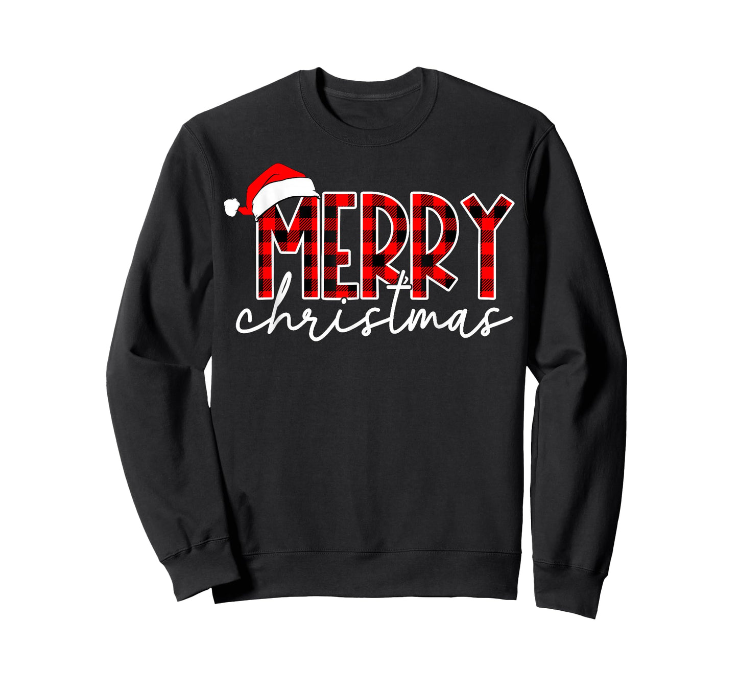 Merry Christmas Buffalo Plaid Red Santa Family Xmas Pajamas T-Shirt