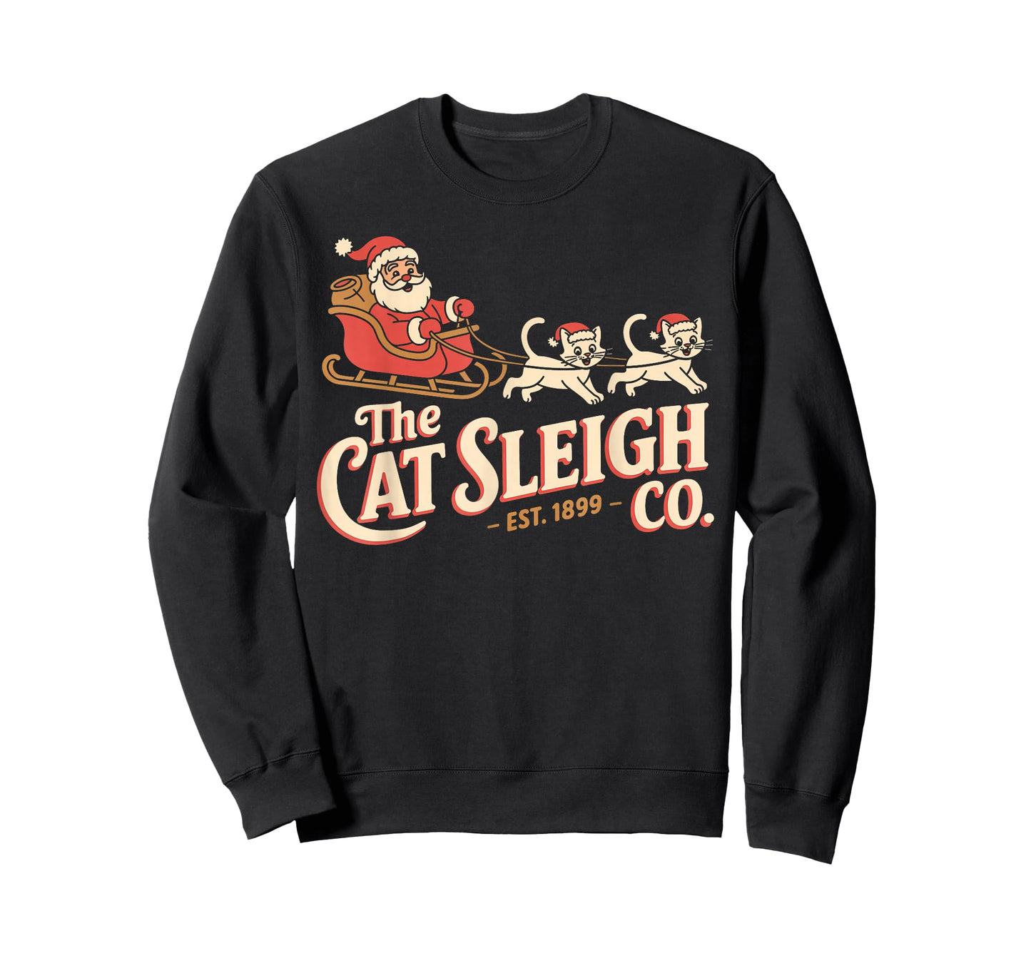 The Cat Sleigh Co. Retro Christmas – Funny Vintage Cats T-Shirt