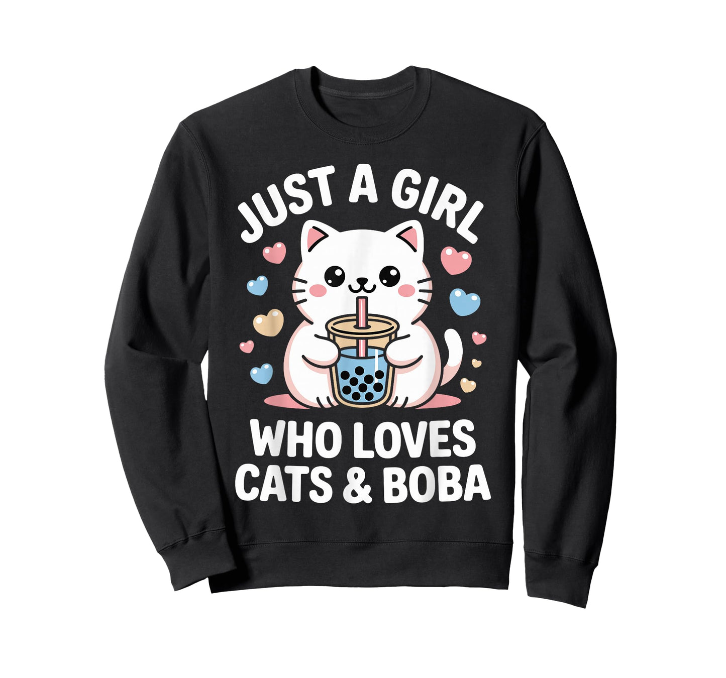 Just A Girl Who Loves Cats and Boba Kawaii Bubble Tea T-Shirt