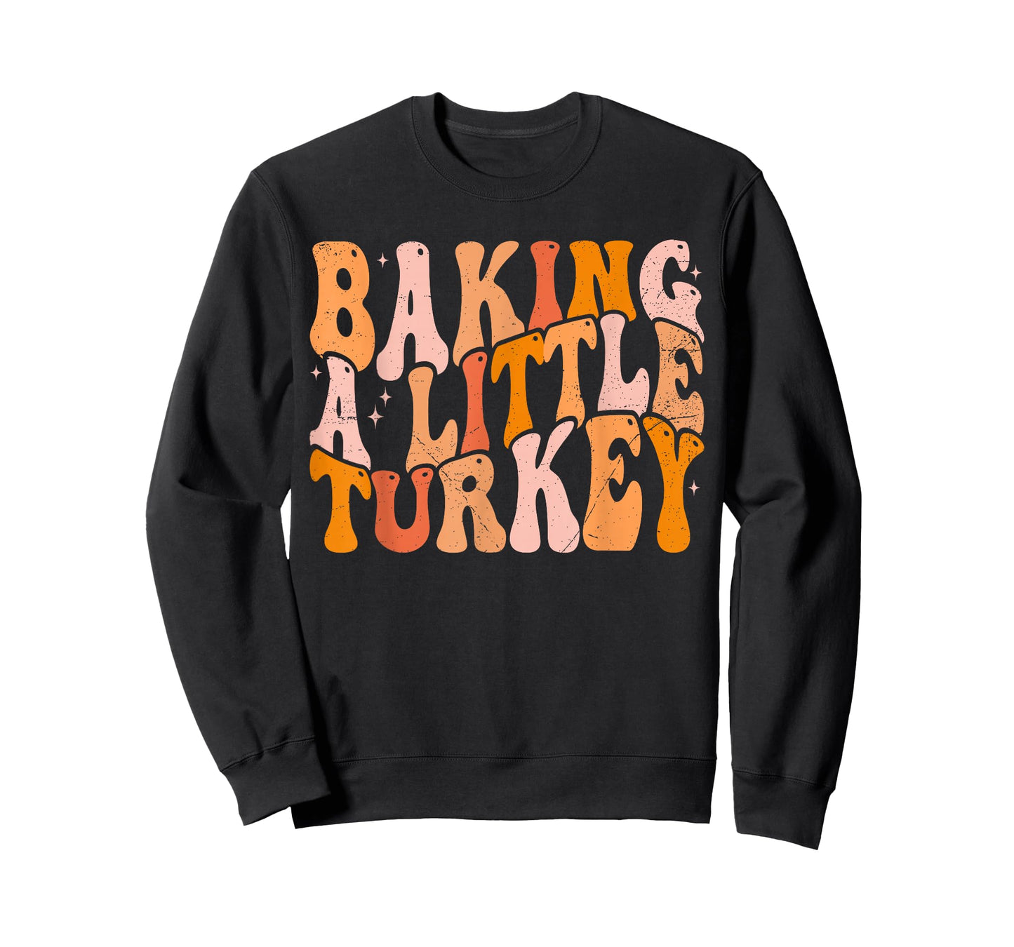 Retro Groovy Baking a Little Turkey Thanksgiving Pregnancy T-Shirt