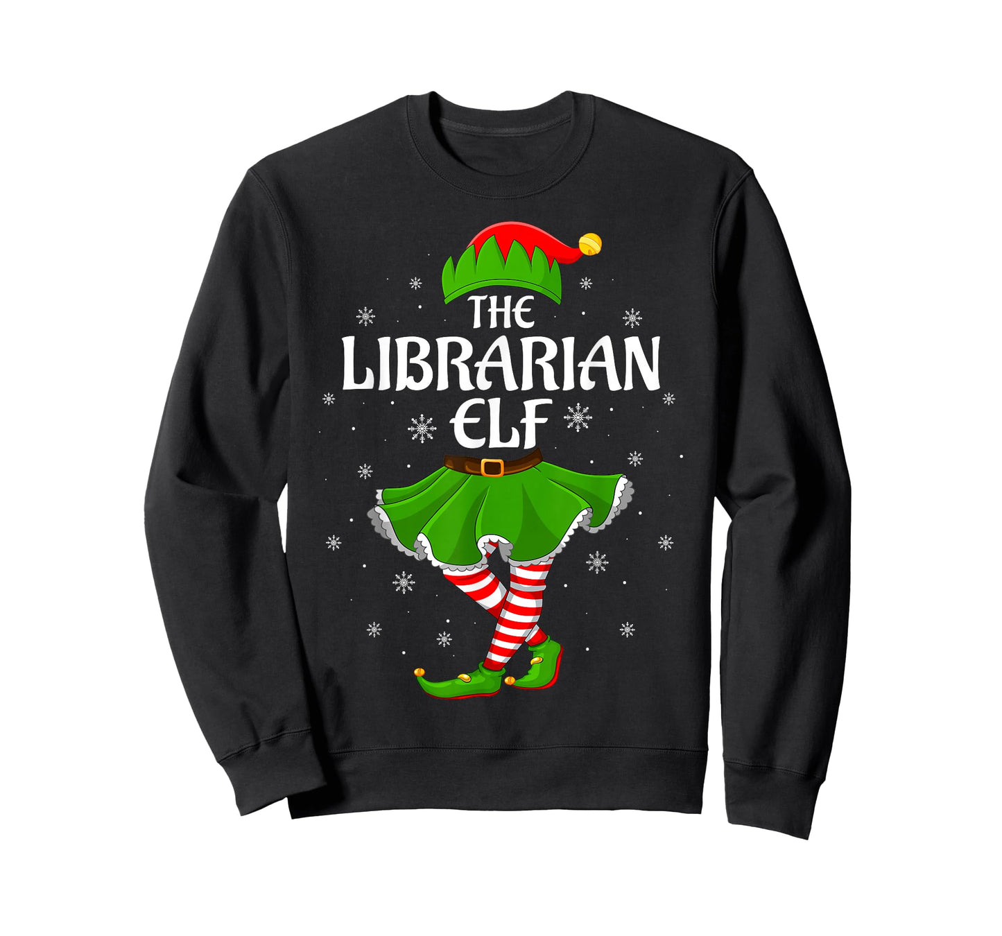 Librarian Elf Christmas Family Women Girls Elf Squad Xmas T-Shirt