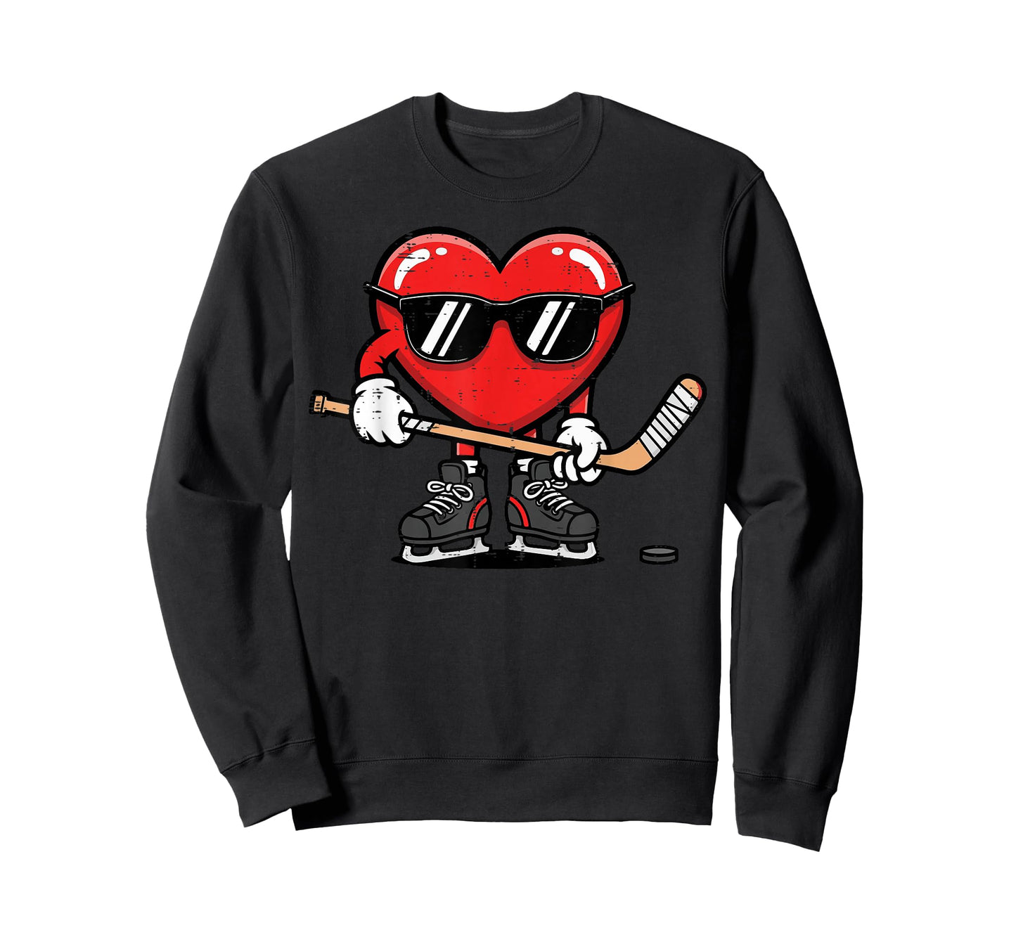 Valentines Day Ice Hockey Heart Boys Kids Youth Men Teen T-Shirt