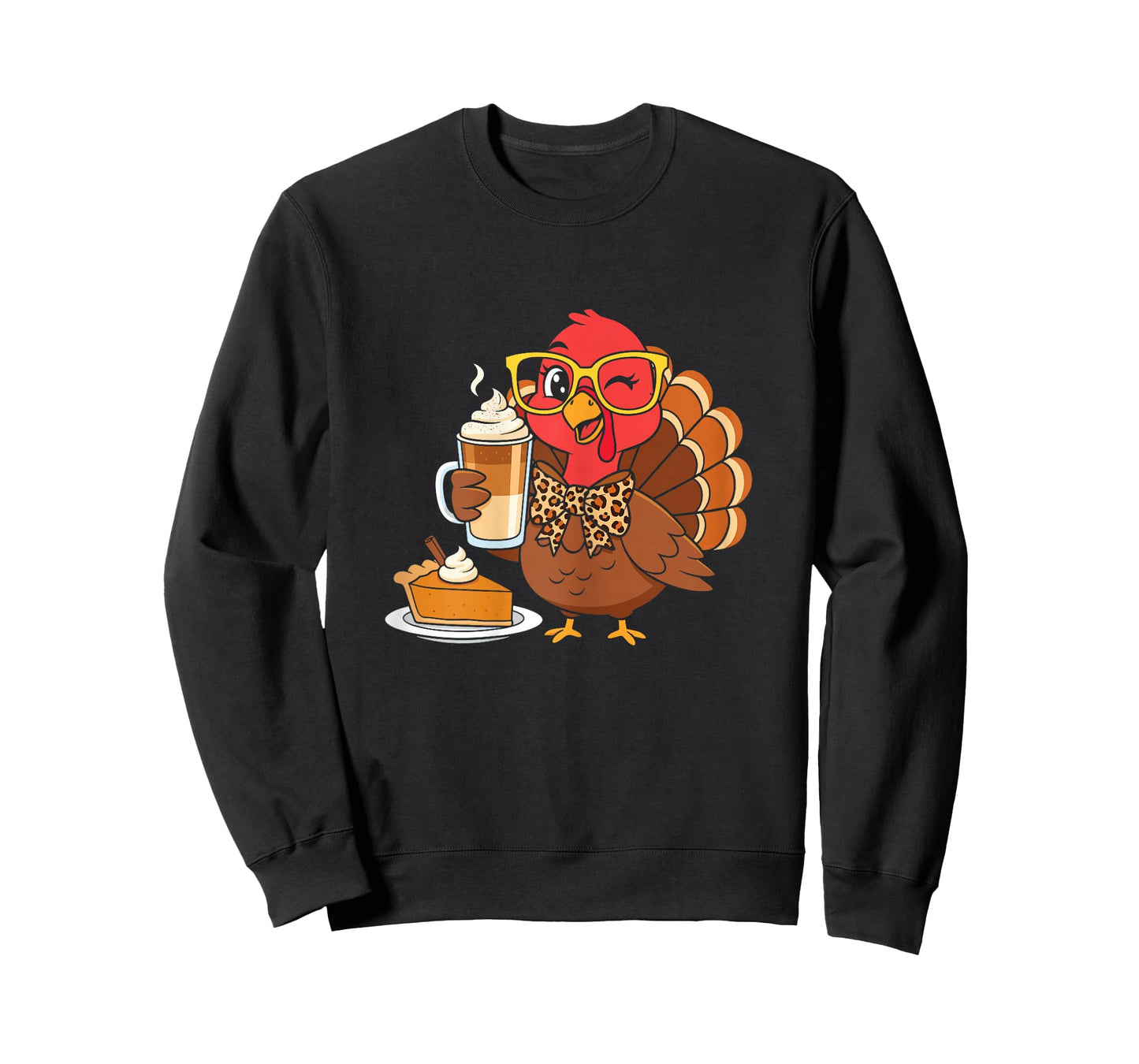 Turkey Drinking Coffee Bow Thanksgiving Womens Funny Gifts T-Shirt