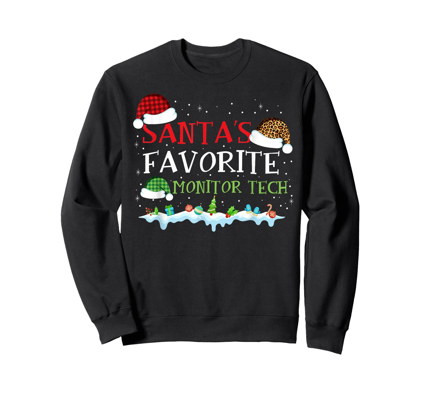 Santa's Favorite Monitor Tech Fun Christmas T-Shirt