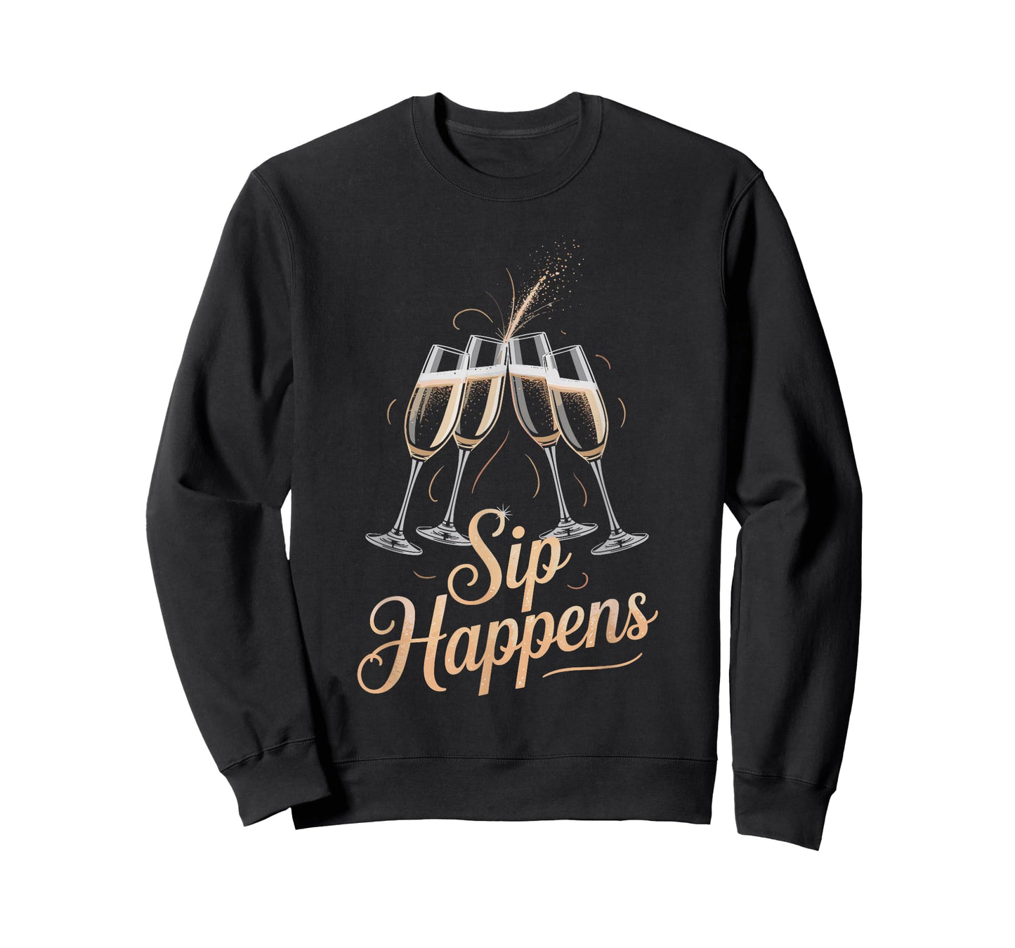 Sip Happens Funny Toast Sparkle Party Design T-Shirt