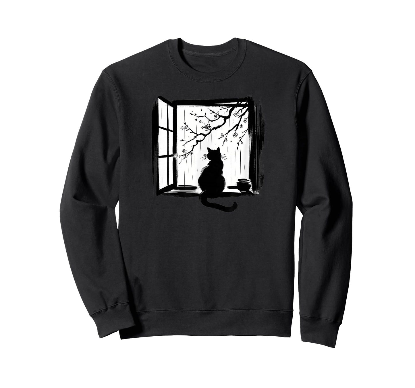 Sumi-e Japanese Art, Cat at Window T-Shirt