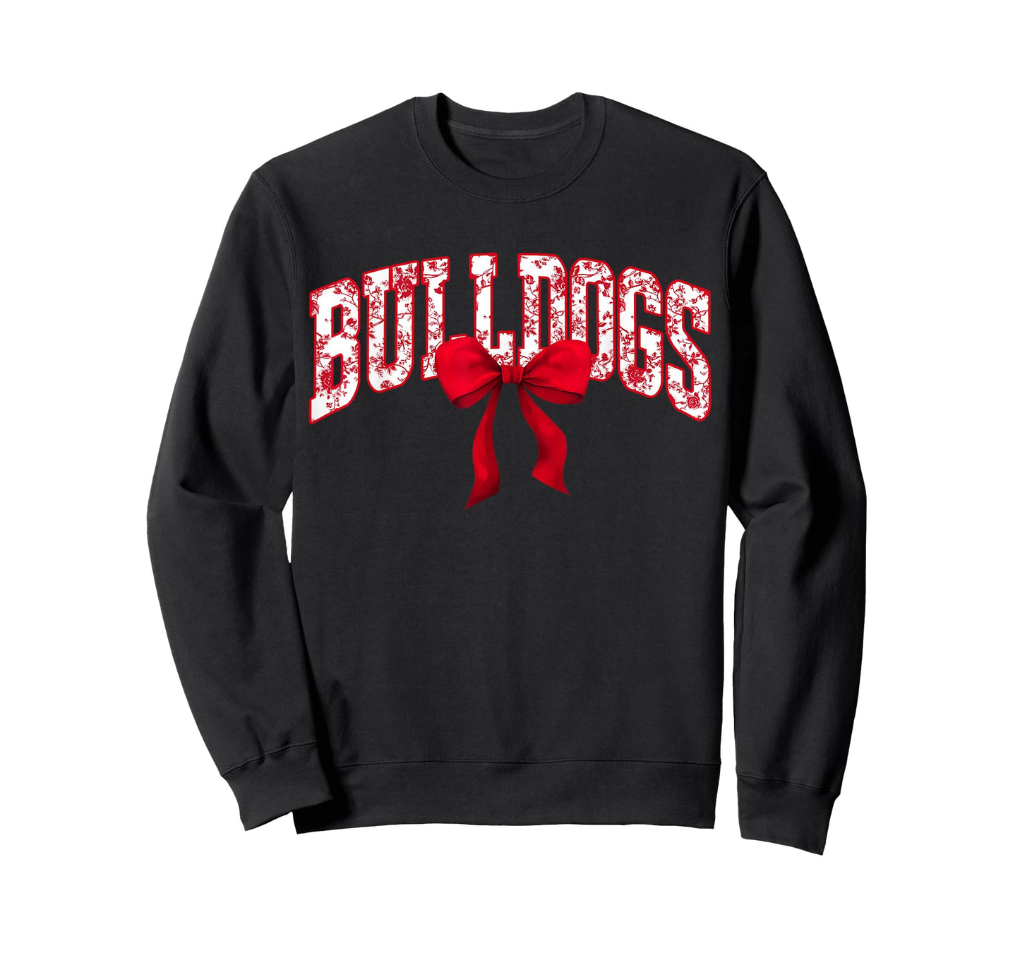 Bulldogs Floral Toile Red Coquette Bow Girls Womens Kids T-Shirt