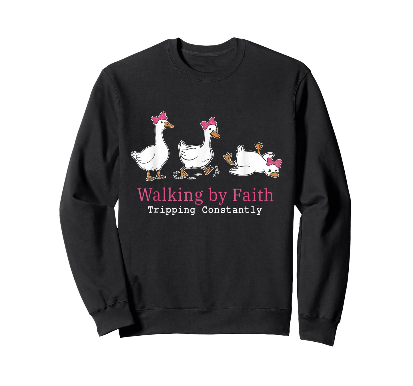 Walking by Faith Tripping Constantly Funny Tripping Goose T-Shirt
