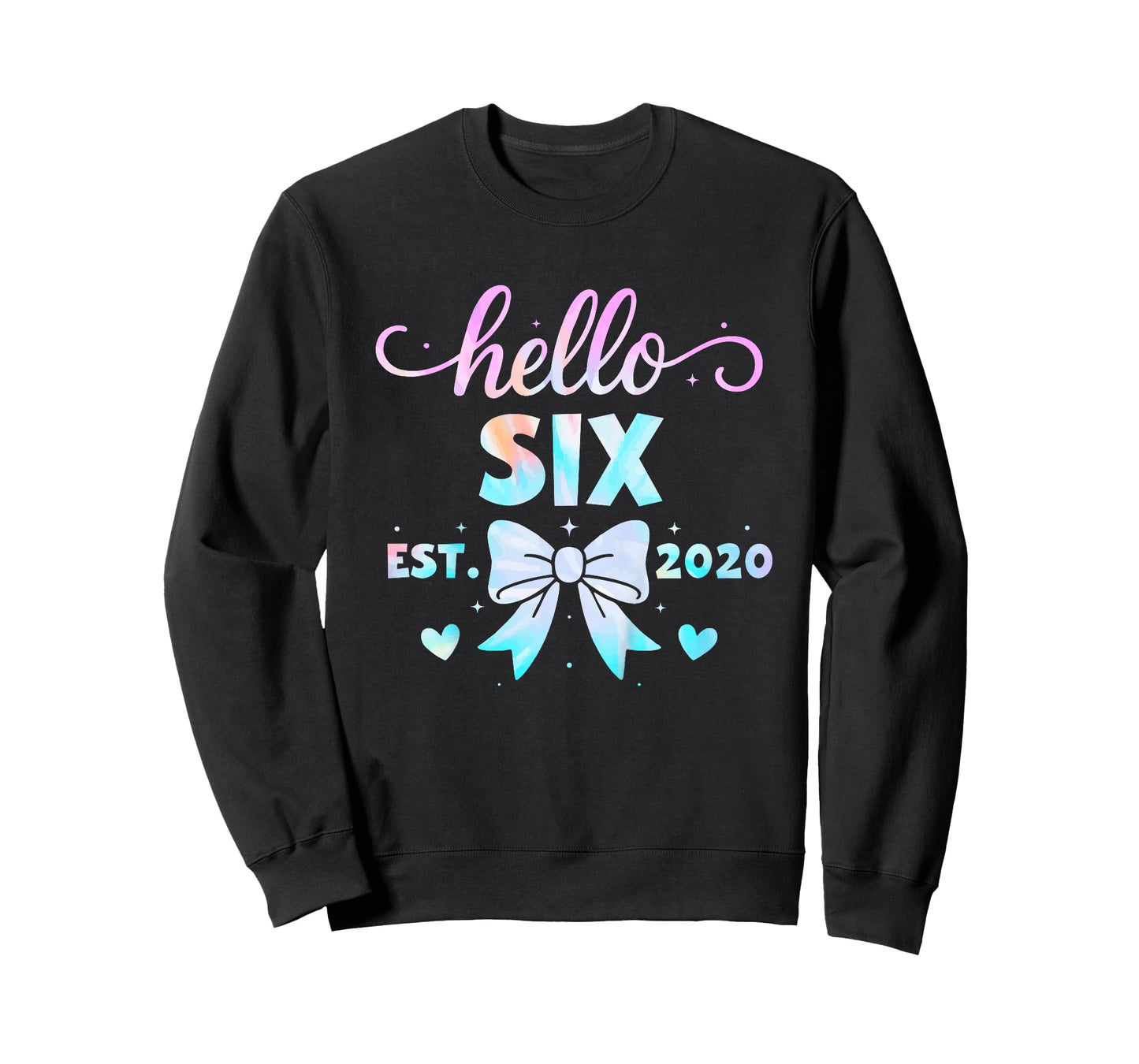 Kids Hello Six Coquette Bow 6th Birthday Girl, 6 Year Old Kids T-Shirt