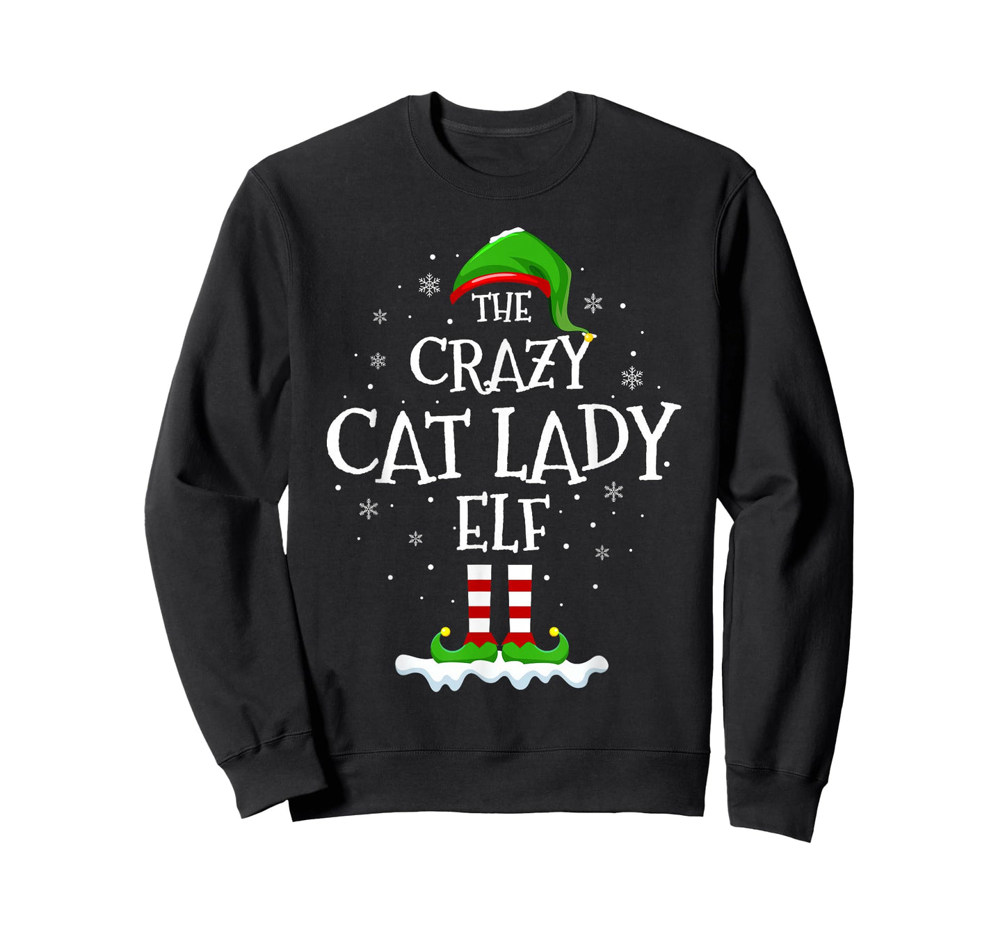 Crazy Cat Lady Elf Squad Family Matching Group Christmas Elf T-Shirt