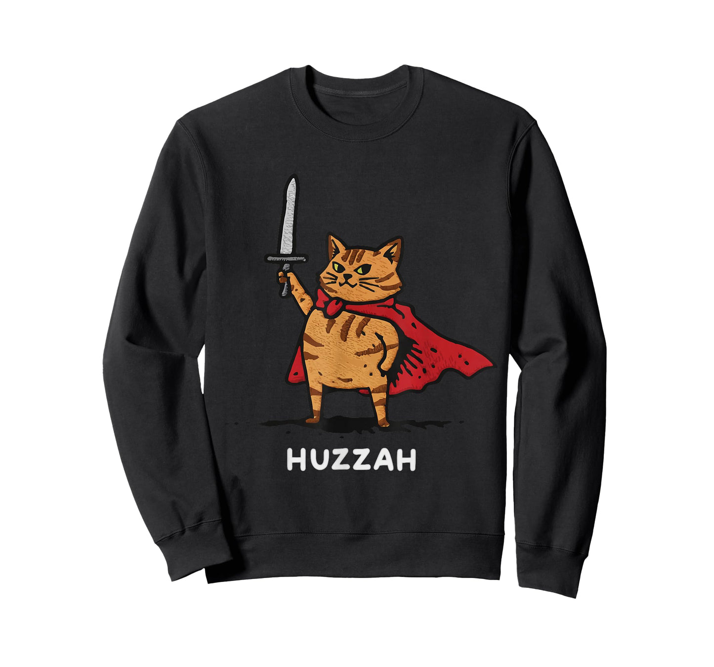 Huzzah Cat Knight Funny Sword Meme Quote T-Shirt