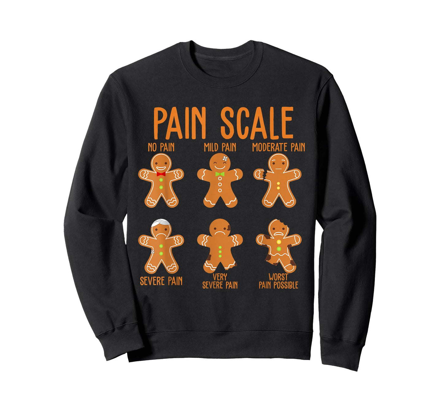 Retro Pain Scale Gingerbread Trauma Nurse Funny Christmas T-Shirt