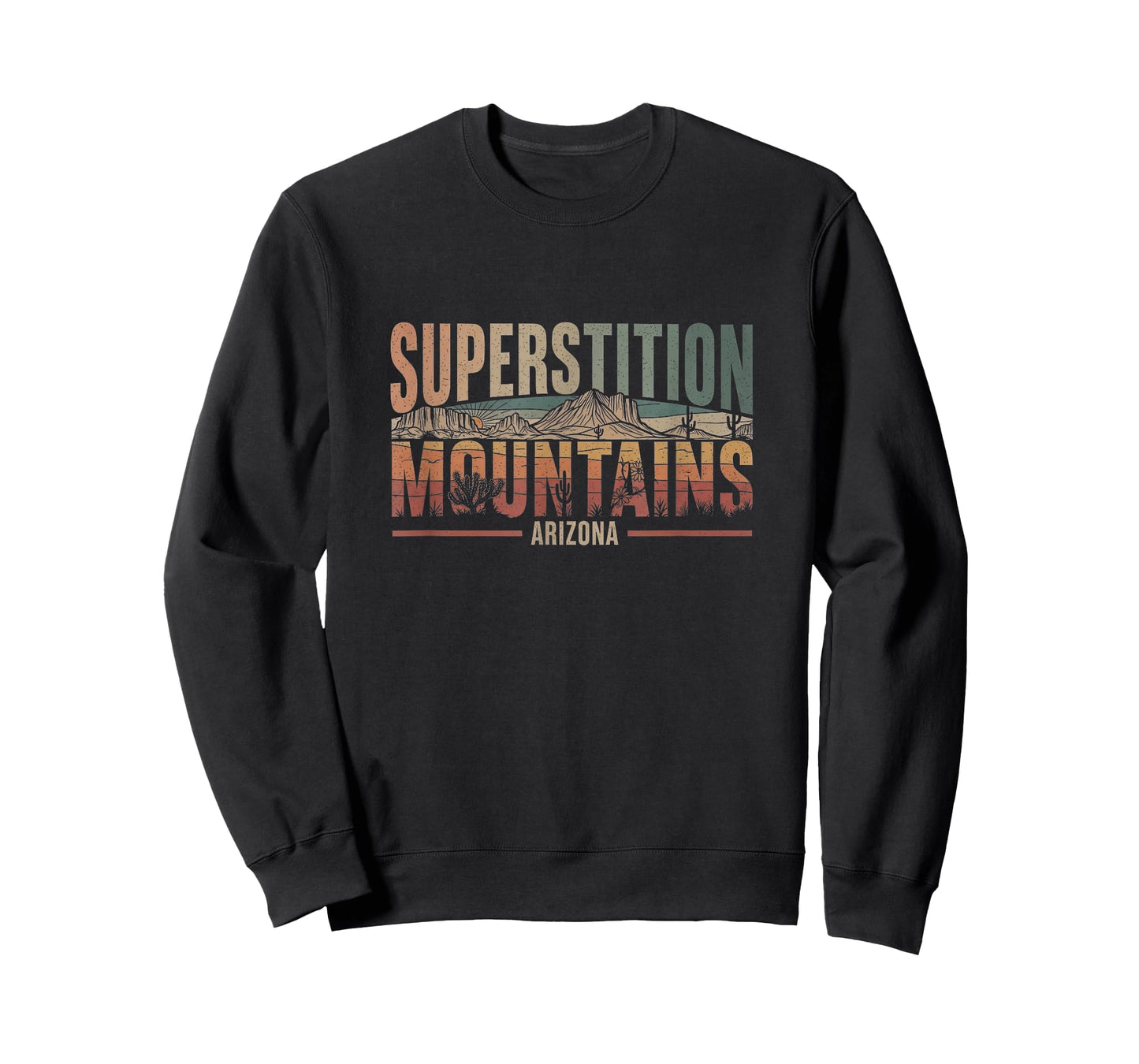 Retro Superstition Mountains Arizona Drawing Art Design T-Shirt