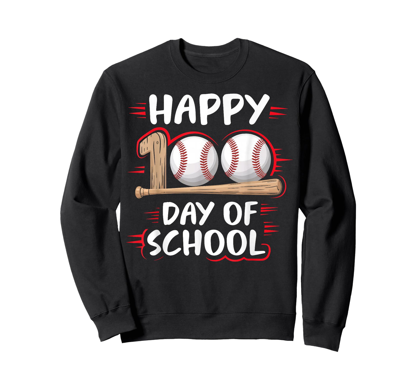 100 Days of School Baseball Theme Kids Teens Boys 100th Day T-Shirt
