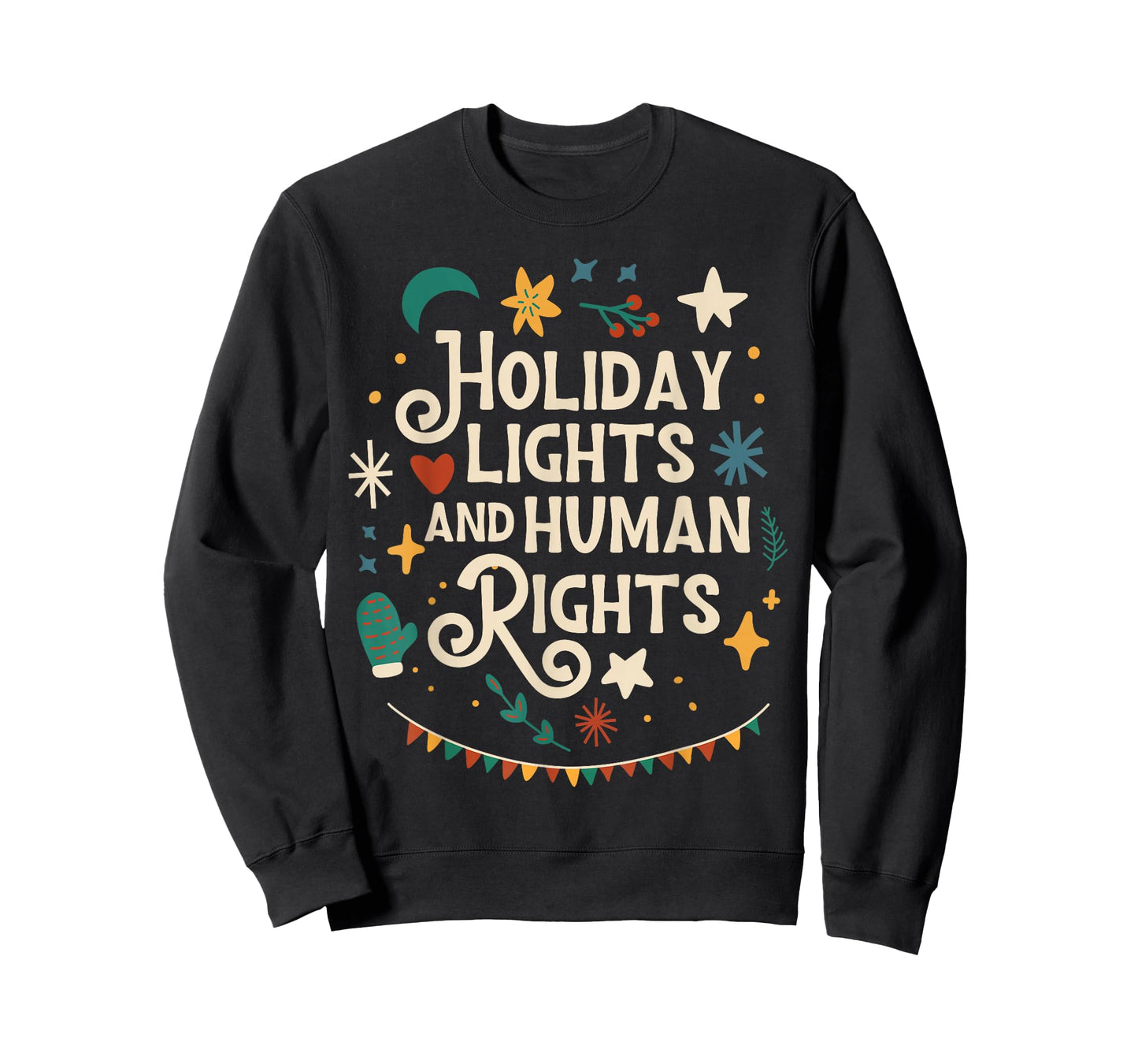Retro Holiday Lights and Human Rights Supporters Christmas T-Shirt