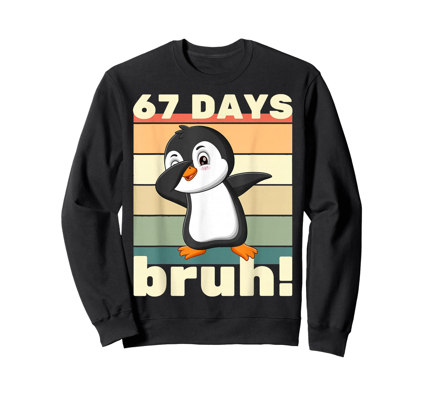 67 Days of School Bruh Funny Meme Kids Boys Dabbing Penguin T-Shirt